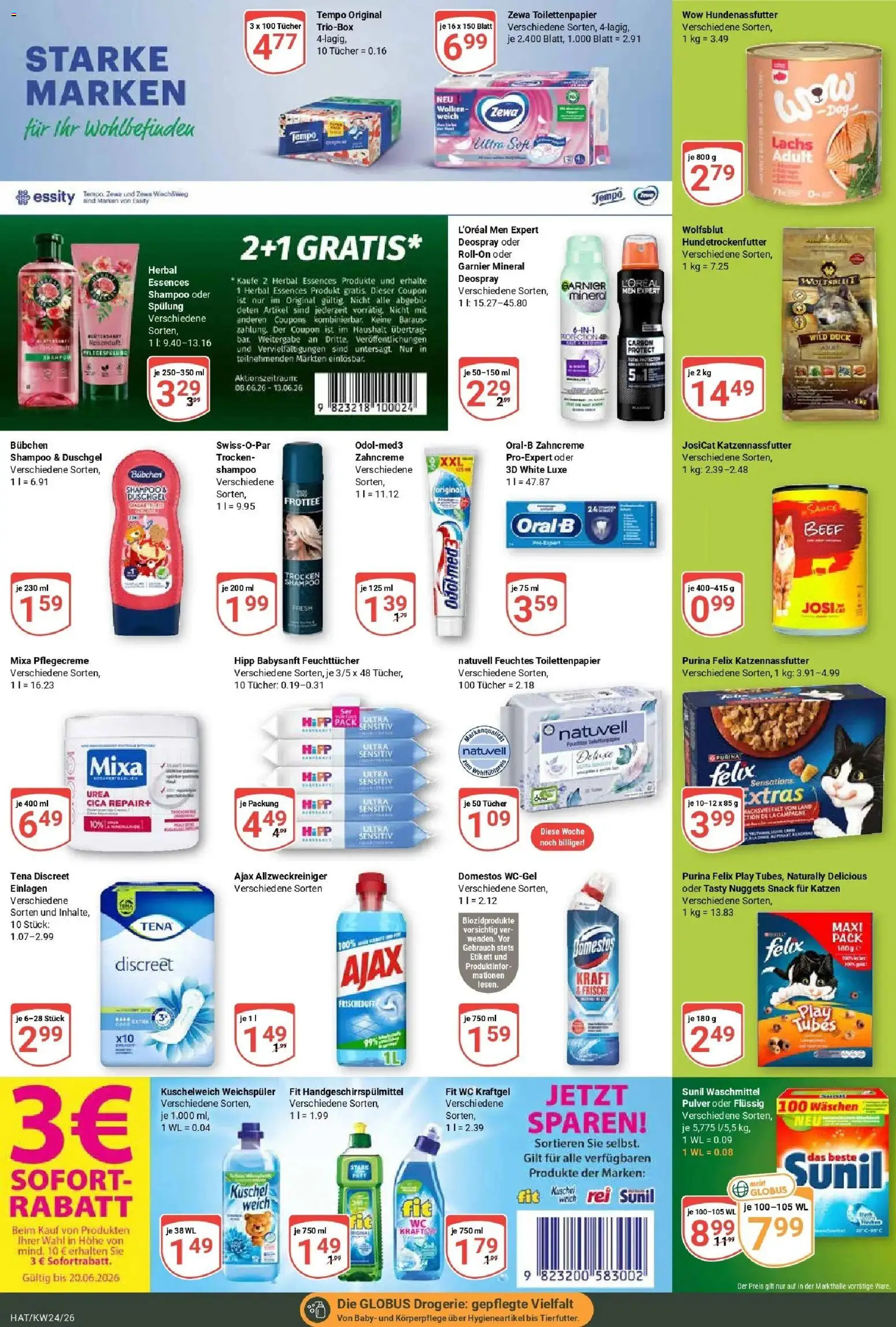 Globus Prospekt Hattersheim – gültig ab 08.06.2026 | Seite: 22 | Produkte: Zewa, Waschmittel, Deospray, Toilettenpapier
