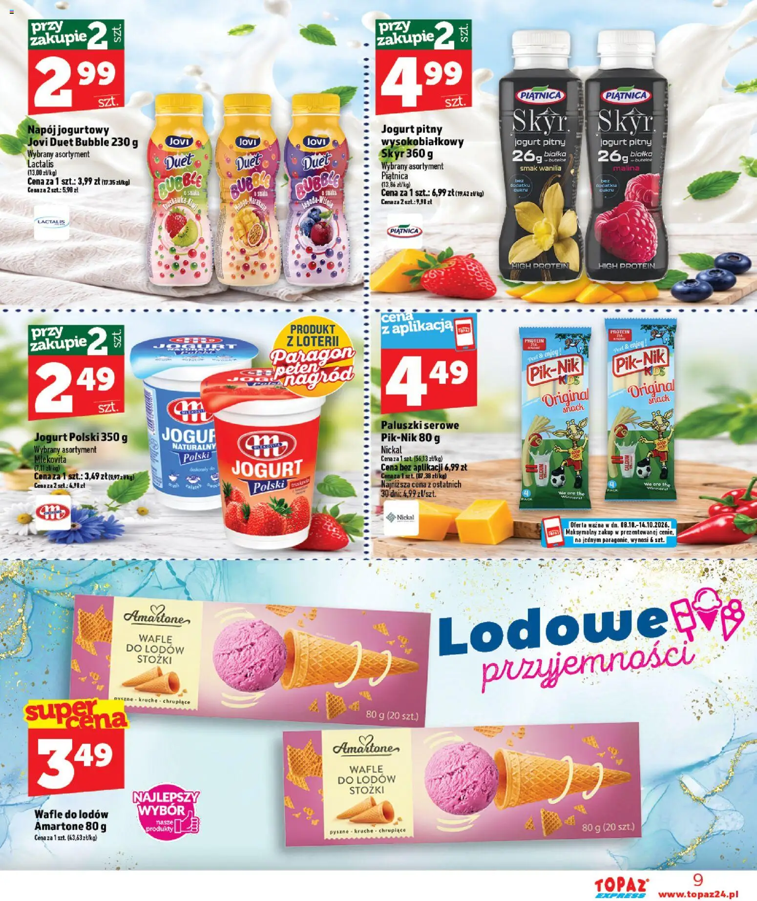 Topaz gazetka - Express od 08.10.2026 | Strona: 9 | Produkty: Mango, High Protein, Malina, Piątnica