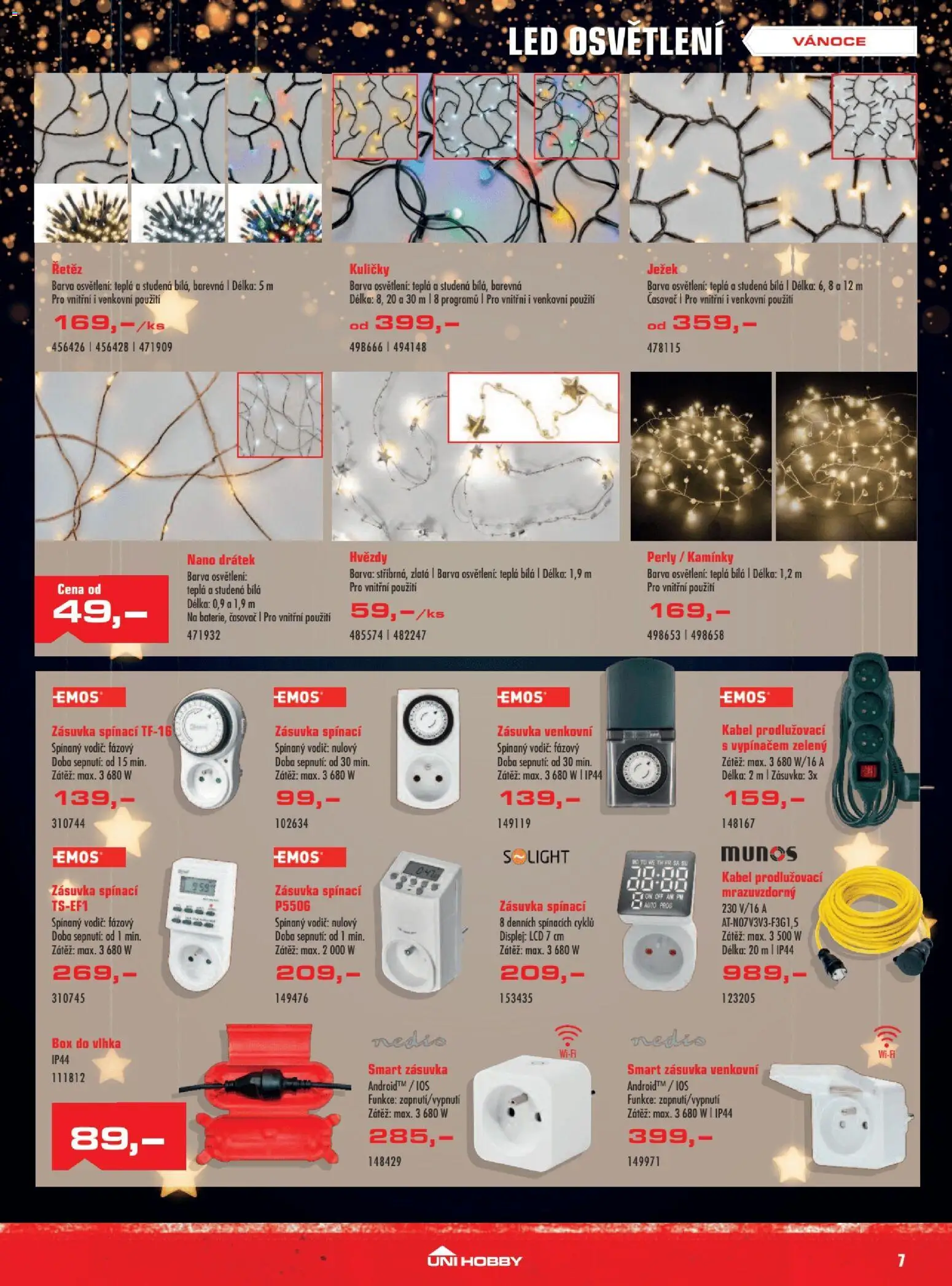 Uni Hobby leták od 29.10.2026 | Strana: 7 | Produkty: Osvětlení, Kabel, Zásuvka, LED