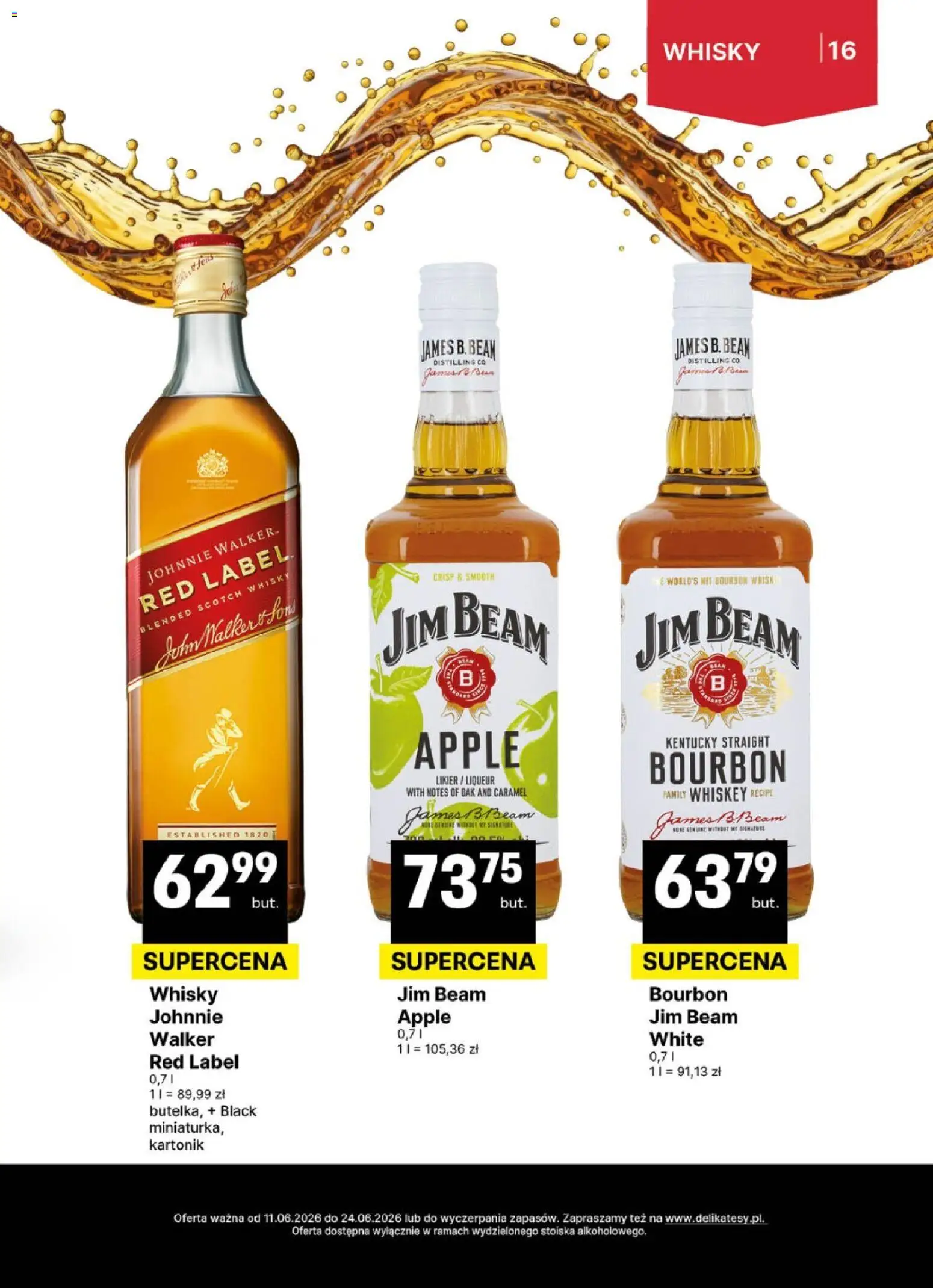 Delikatesy Centrum gazetka - DeliBarek od 11.06.2026 | Strona: 16 | Produkty: Bourbon, Jim Beam, Red label, Whisky