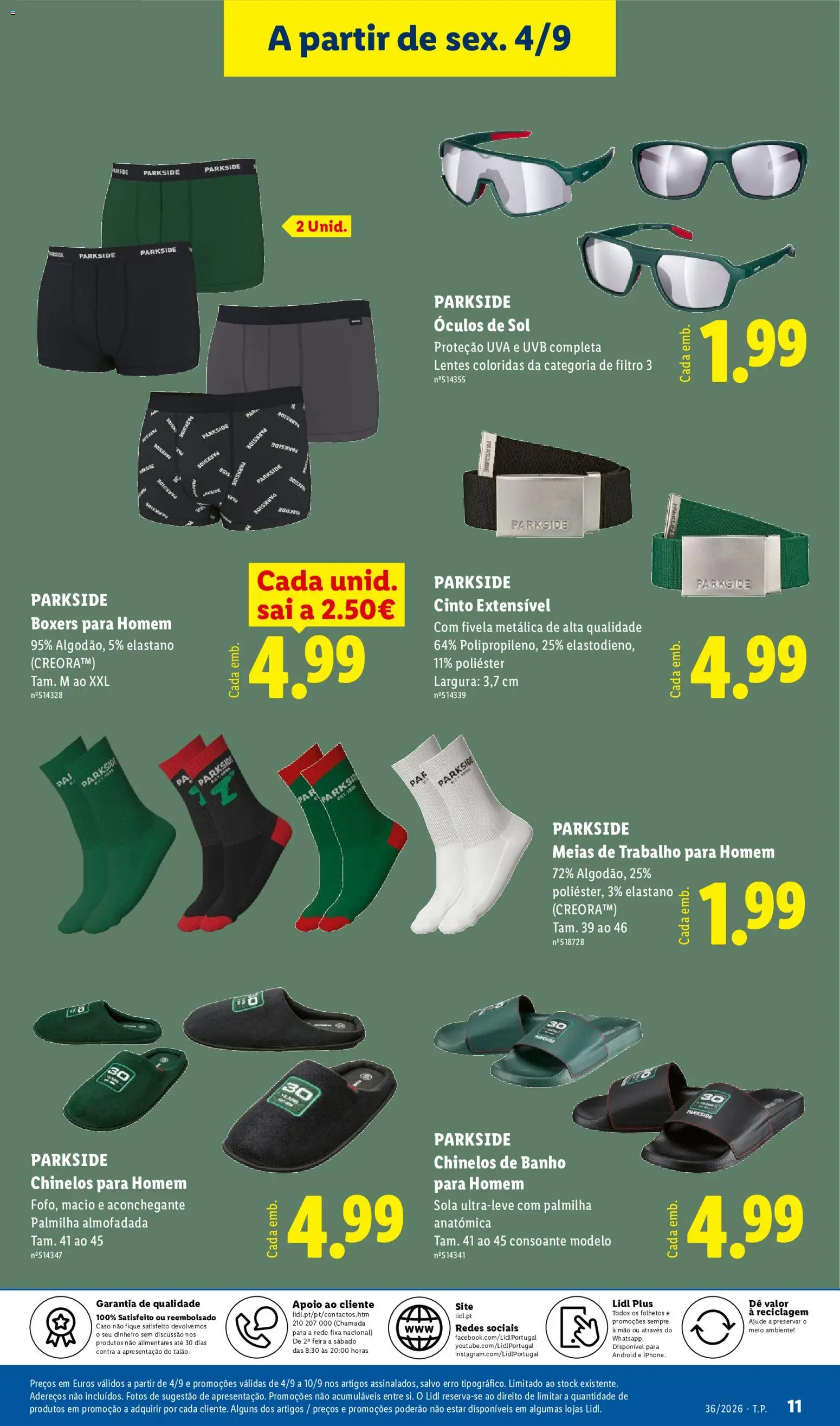 Lidl folheto Fim de Semana │ válido de 04/09/2026 | Página: 13 | Produtos: Óculos, Cinto, Banho, Meias