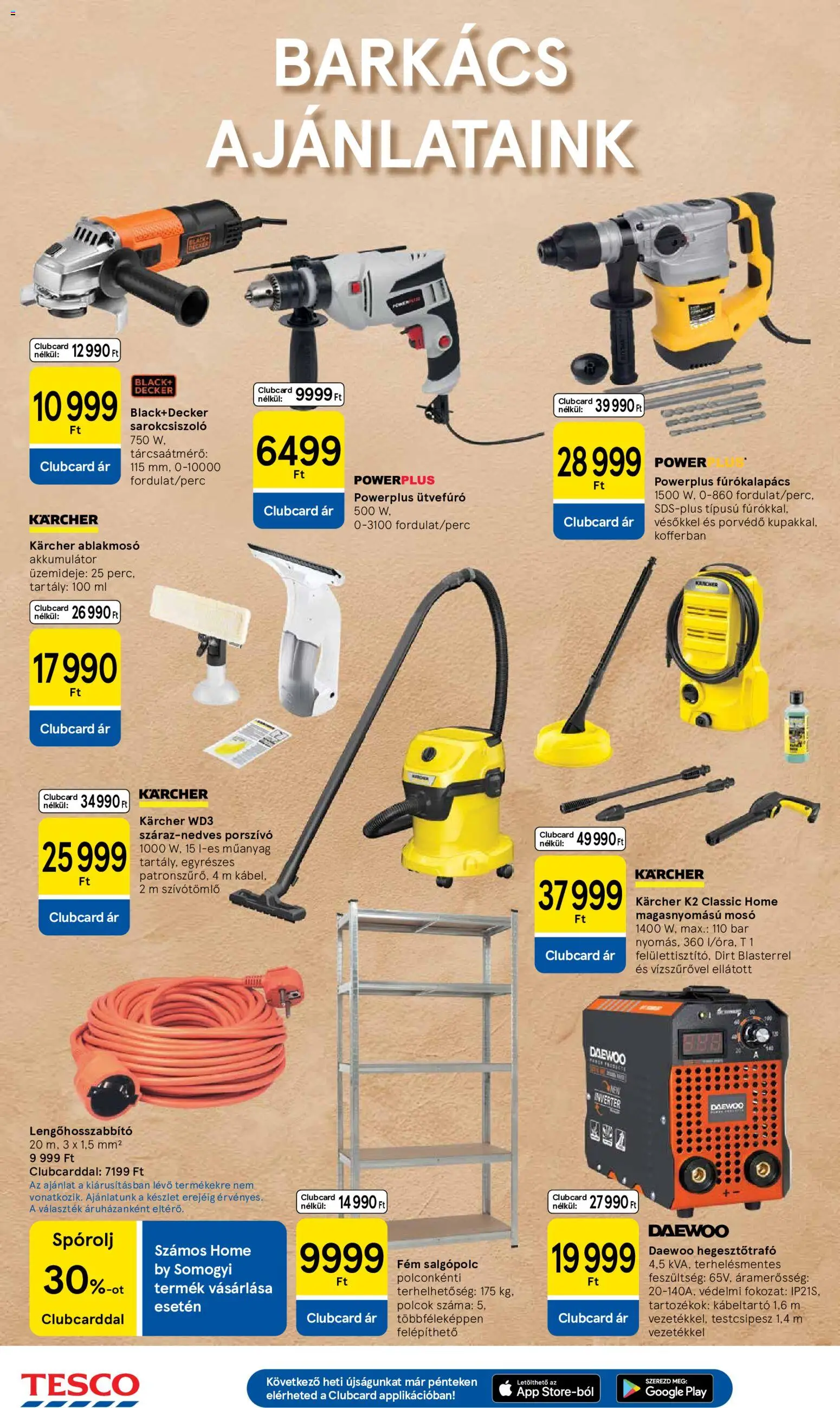 Tesco akciós ujság - amely érvényes a következő dátumtól: 18.06.2026 | Oldal: 34 | Termékek: Ütvefúró, Fúrókalapács, Polcok, Akkumulátor