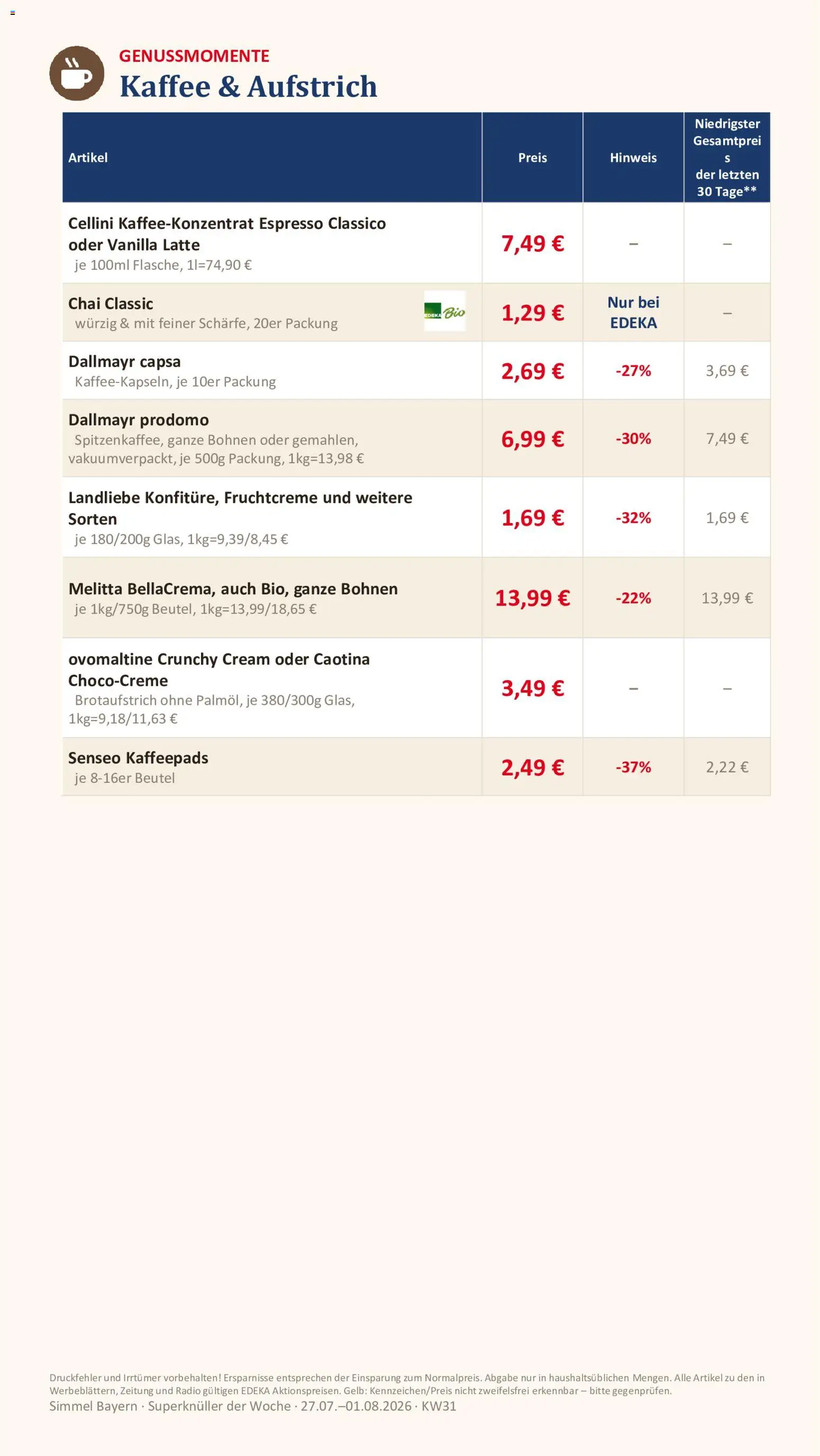 Simmel Bayern – gültig ab 27.07.2026 | Seite: 12 | Produkte: Senseo, Ovomaltine, Senseo kaffeepads, Dallmayr prodomo