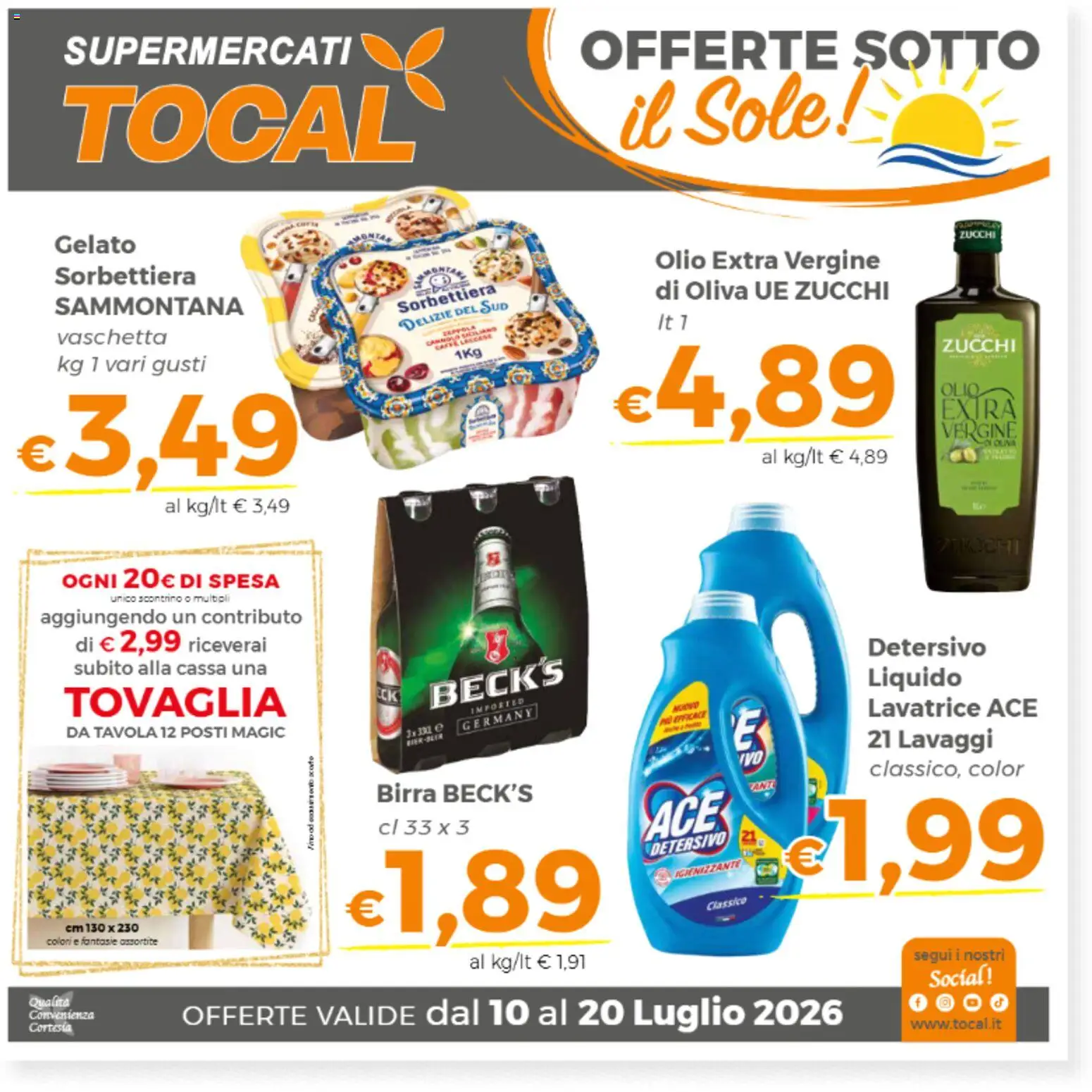 Volantino Tocal del 10/07/2026 | Pagina: 1 | Prodotti: Caffè, Birra, Olio extra vergine, Tovaglia