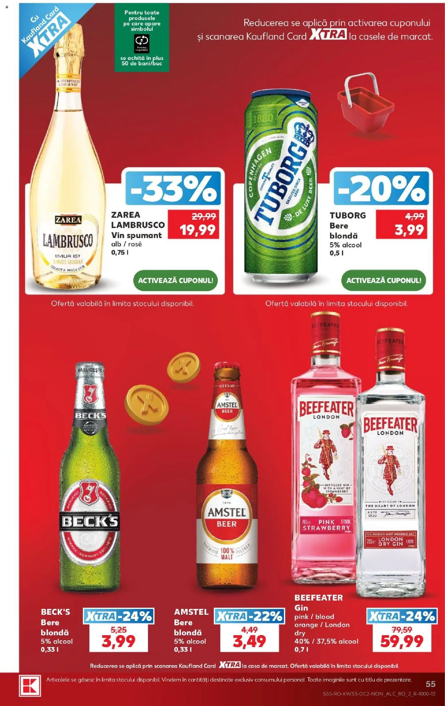 Noul catalog Kaufland – valabil de la 12.08.2026 | Pagină: 55 | Produse: Vin, Bere, Bella, Gin