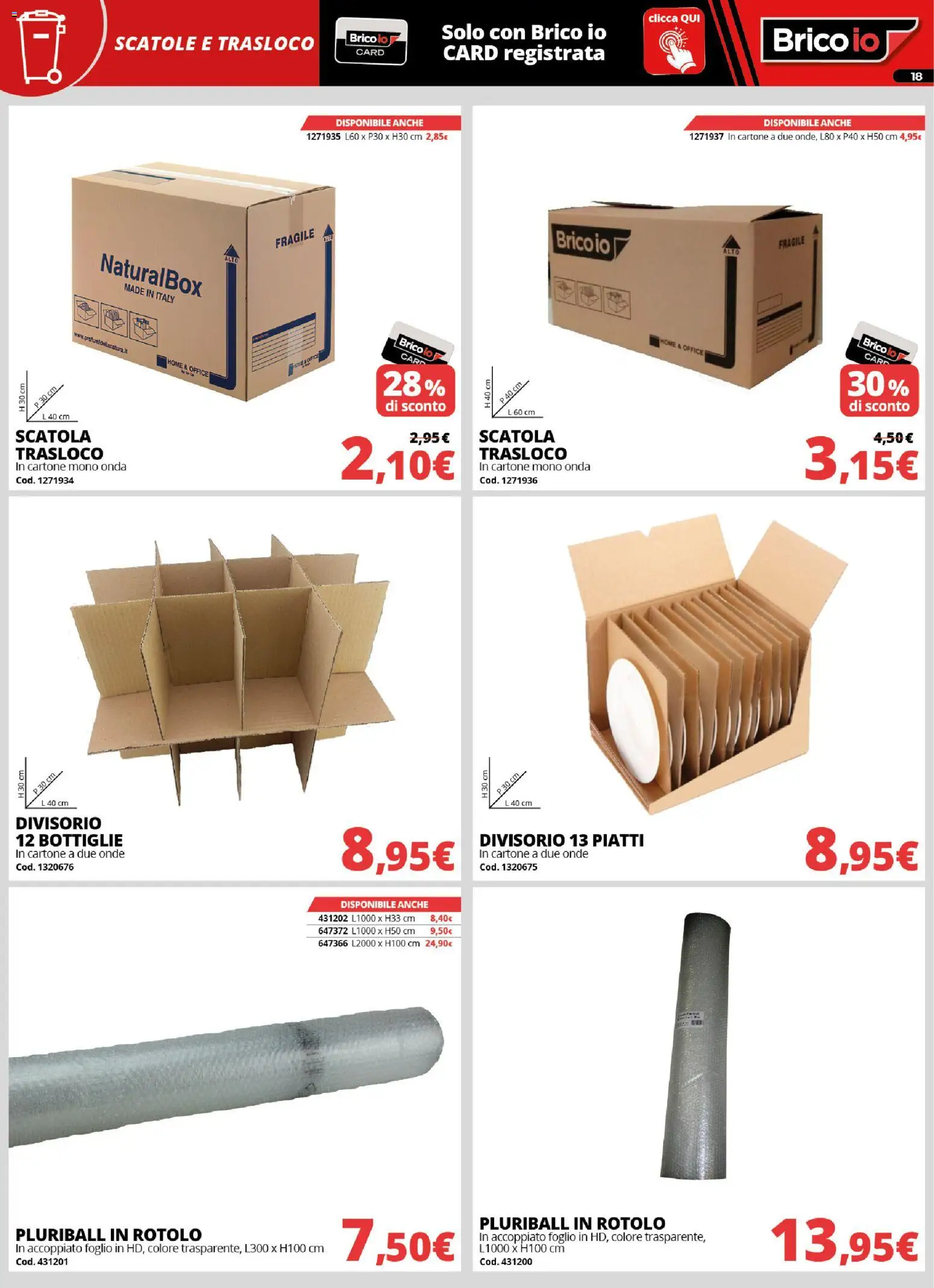 Volantino Brico io del 20/08/2026 | Pagina: 18 | Prodotti: Piatti, Foglio, Scatola