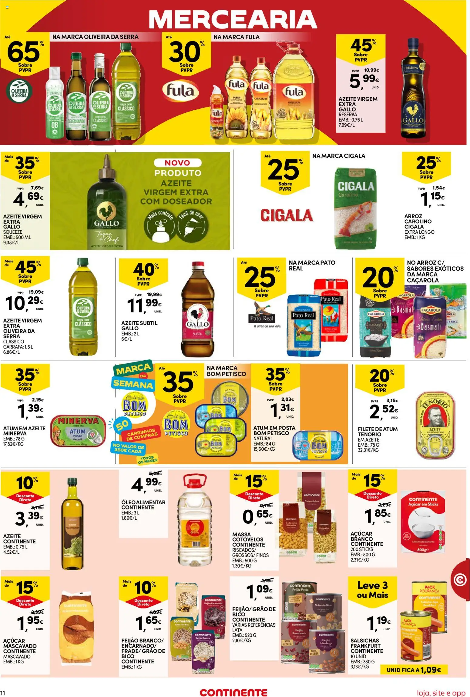 Continente Semanal Continente Bom Dia │ válido de 28/07/2026 | Página: 11 | Produtos: Azeite, Manteiga, Óleo, Massa