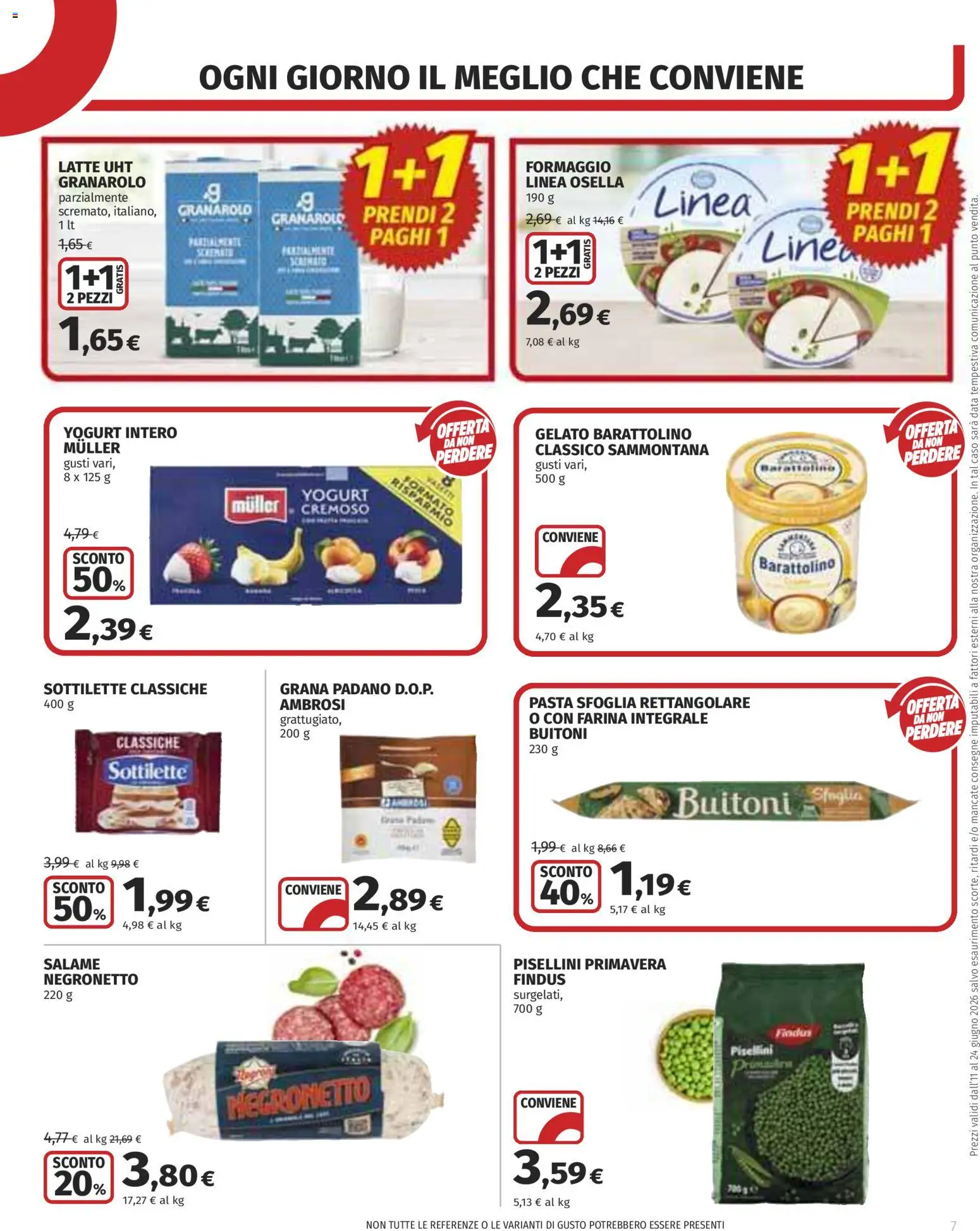 Volantino COOP del 11.06.2026 | Pagina: 7 | Prodotti: Salame, Gelato, Latte, Pasta