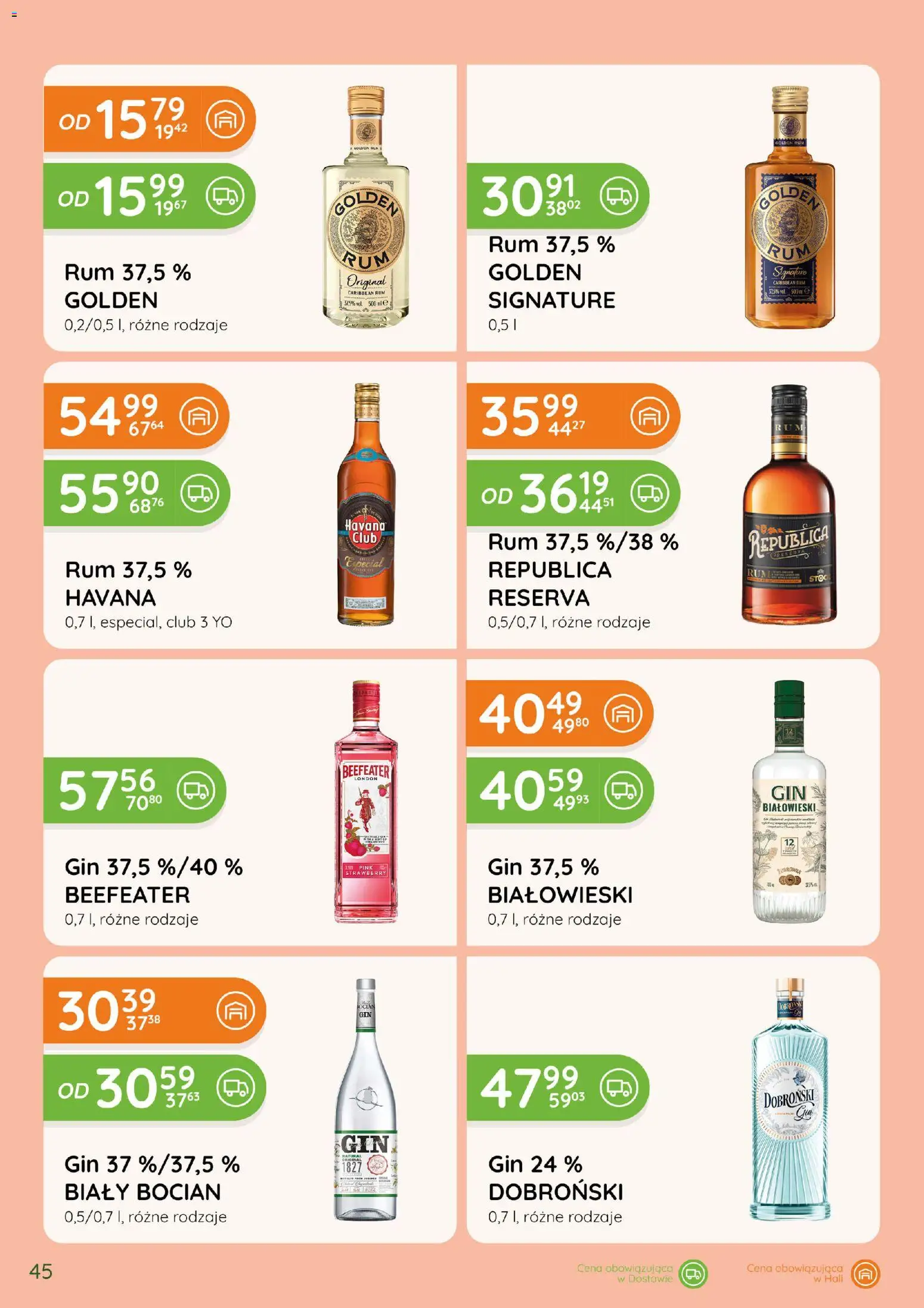 Eurocash gazetka - Katalog Alkoholowy od 01.10.2026 | Strona: 45 | Produkty: Golden rum, Beefeater, Rum, Havana