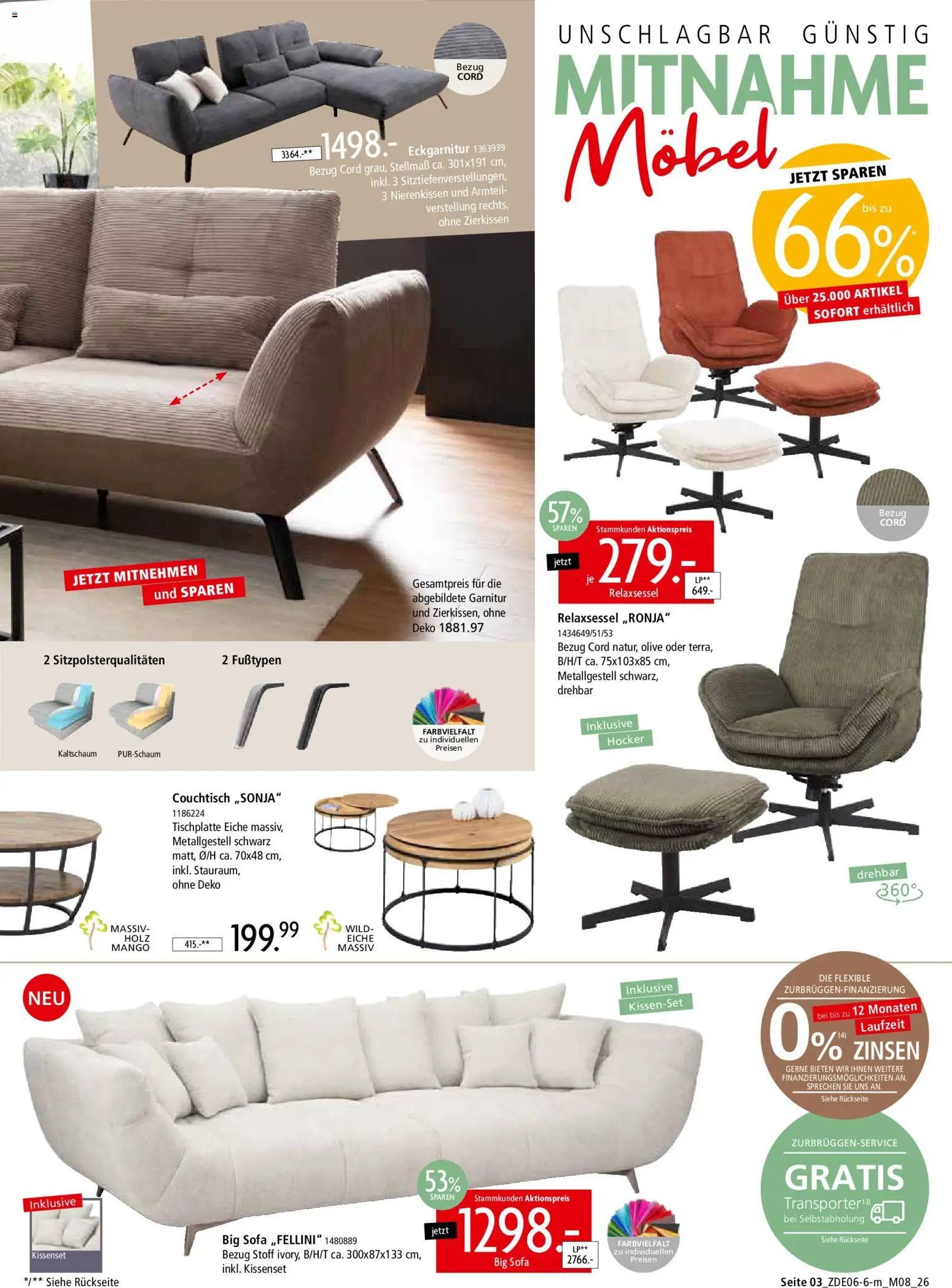Zurbrüggen Mitnahme Möbel – gültig ab 13.06.2026 | Seite: 3 | Produkte: Hocker, Relaxsessel, Sofa, Mango