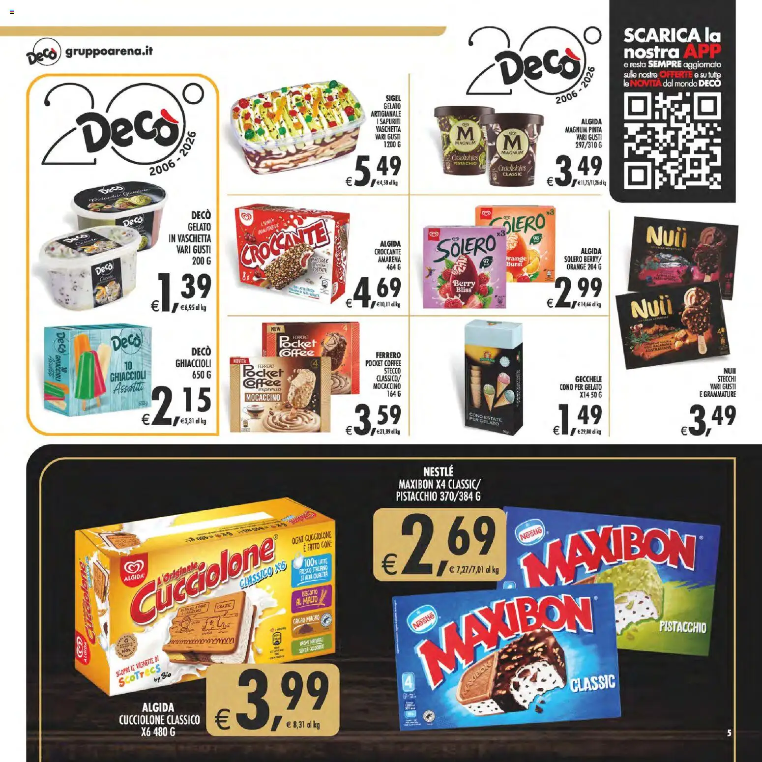 Volantino Decò del 31/07/2026 | Pagina: 5 | Prodotti: Ghiaccioli, Gelato, Latte, Nocciole