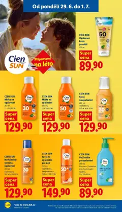 Náhled letáku CIEN SUN Opalovací krém pro děti, 100 ml od 28.06.2026 | Strana: 29