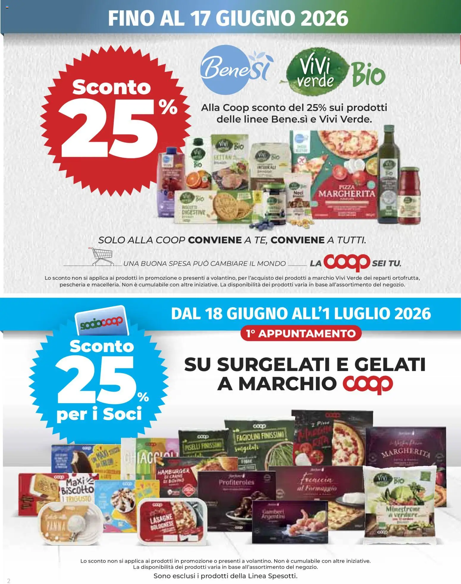 Volantino COOP del 11.06.2026 | Pagina: 2 | Prodotti: Minestrone, Piselli, Fagiolini, Seitan