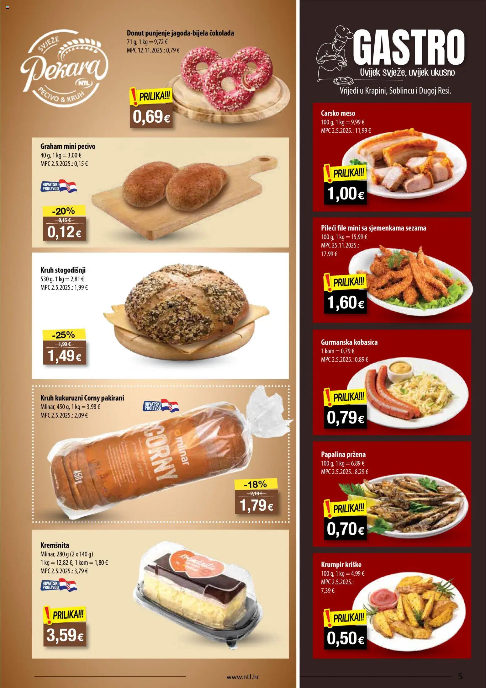 NTL katalog | vrijedi od 20.05.2026 | Stranica: 5 | Proizvodi: Kruh, Čokolada, Krumpir, Kobasica