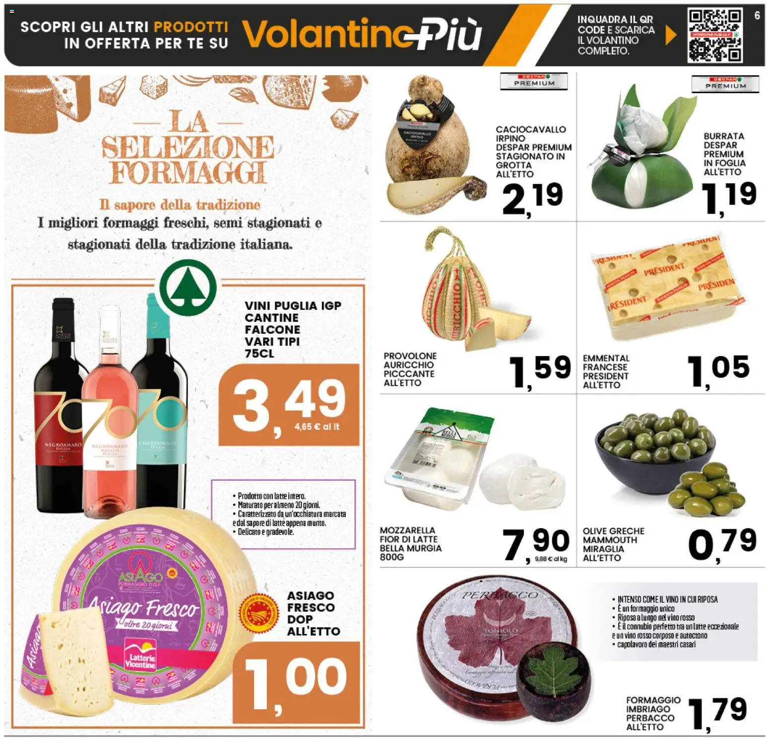 Volantino Interspar del 27.05.2026 | Pagina: 6 | Prodotti: Latte, Formaggio, Olive, Emmental