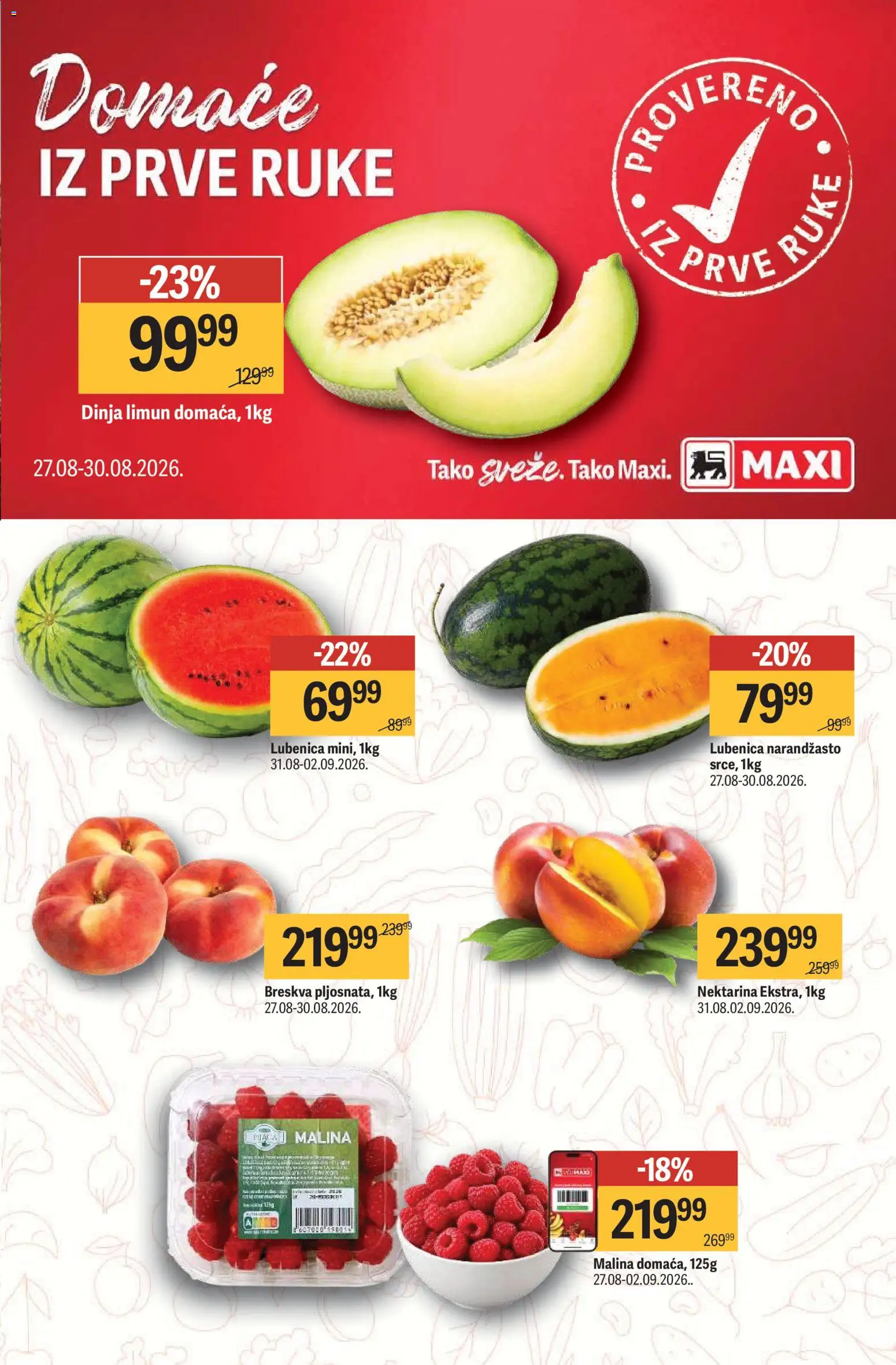 Maxi katalog - važi od 27.08.2026 | Strana: 5 | Proizvode: Lubenica, Malina, Dinja, Limun