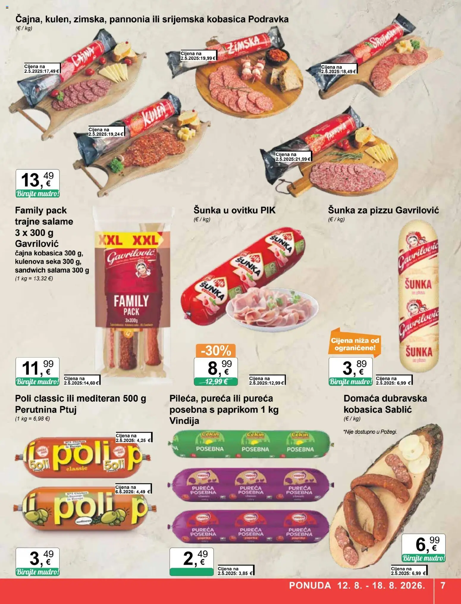 KTC katalog | vrijedi od 12.08.2026 | Stranica: 7 | Proizvodi: Vindija, Sandwich, Podravka, Čajna kobasica