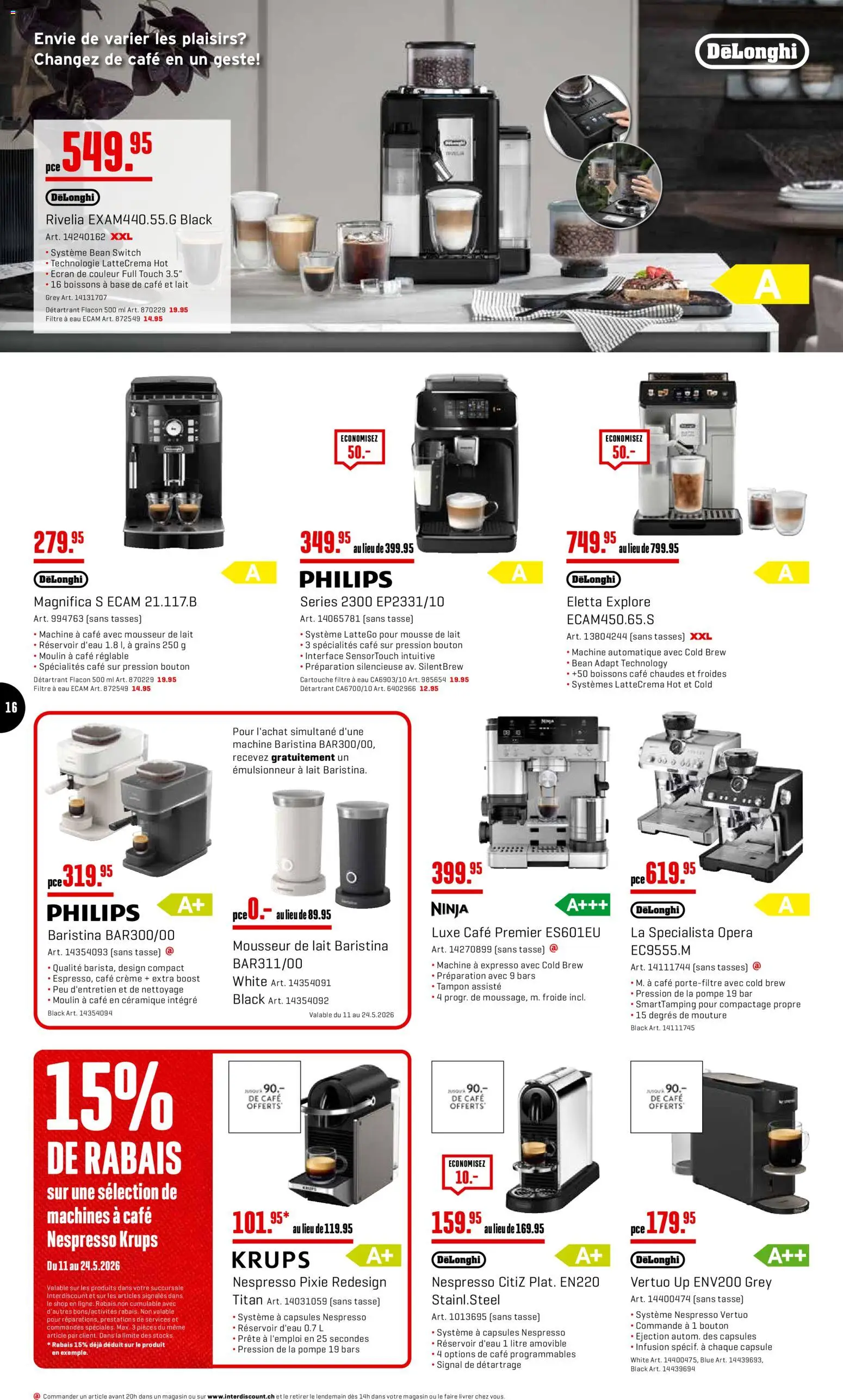 Interdiscount aktionen Hit De La Semaine – gültig ab 11.05.2026 | Seite: 16 | Produkte: Krups, Creme, Philips