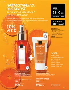 Anew Radiance Maximising lagana krema za lice SPF 50, hidratna krema, prajmer i SPF 50, obogaćena vitaminom C za blistavu kožu svakog dana. - pregled AVON kataloga - važi od 01.06.2026 | Strana: 111