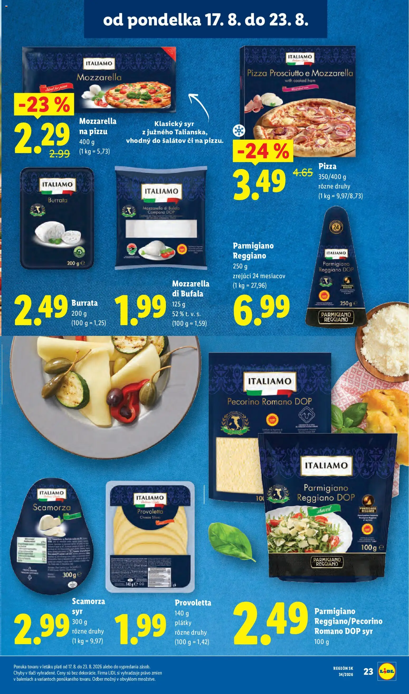 Nové Lidl akcie – leták je platný od 17.08.2026 | Strana: 29 | Produkty: Syr, Mozzarella, Prosciutto, Burrata