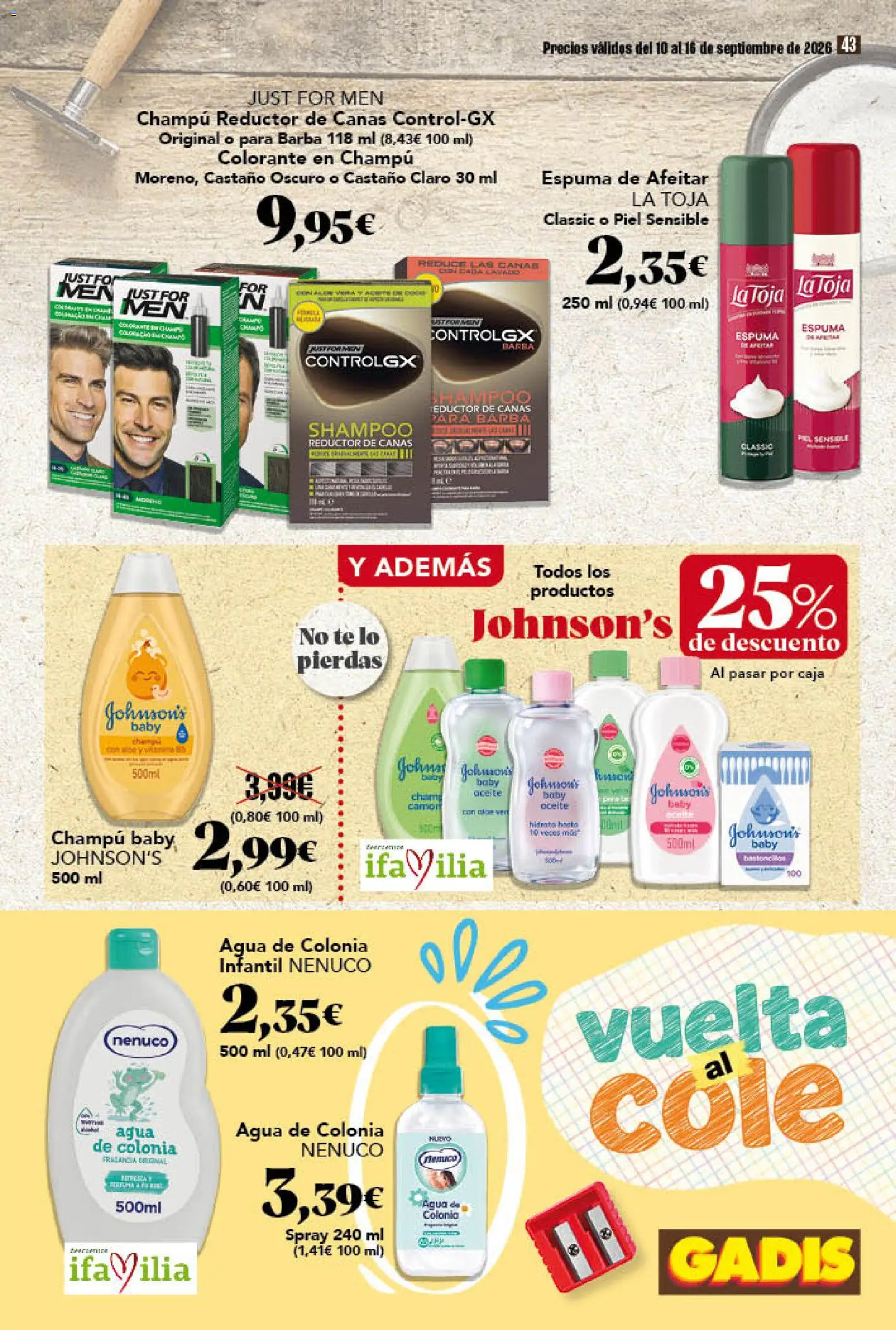 Gadis folleto │ válido desde el 10/09/2026 | Página: 43 | Productos: Champú, Espuma de afeitar, Té, Caja
