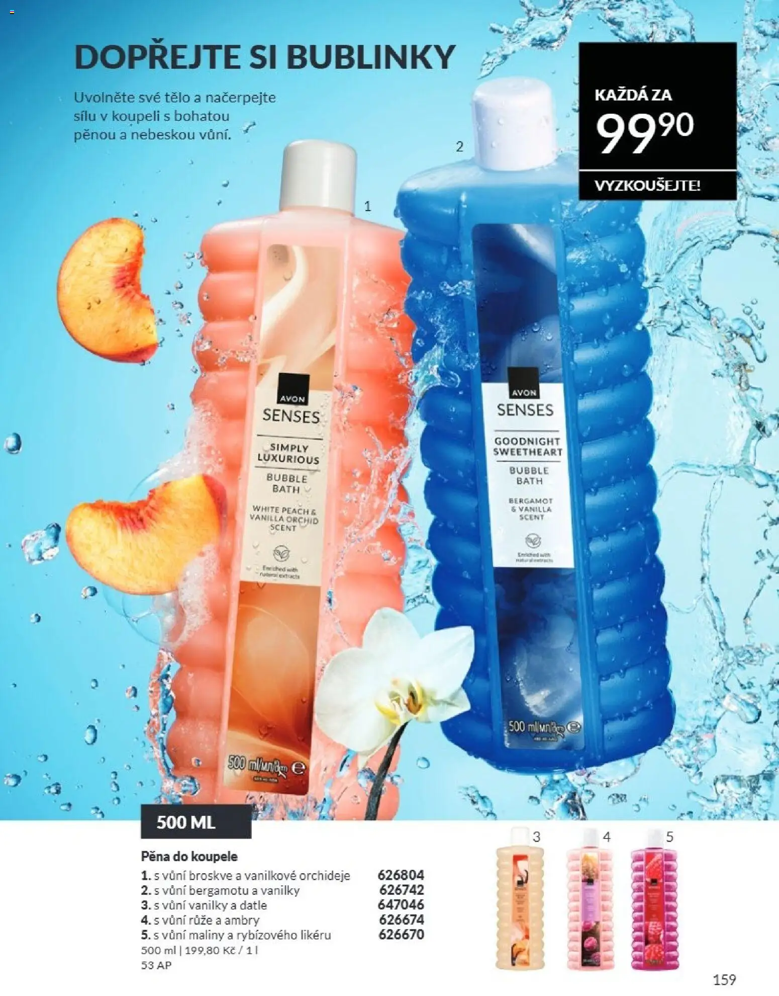 Avon Katalog 07/2026 od 01.07.2026 | Strana: 159 | Produkty: Pěna do koupele, Broskve, Pěna, Datle