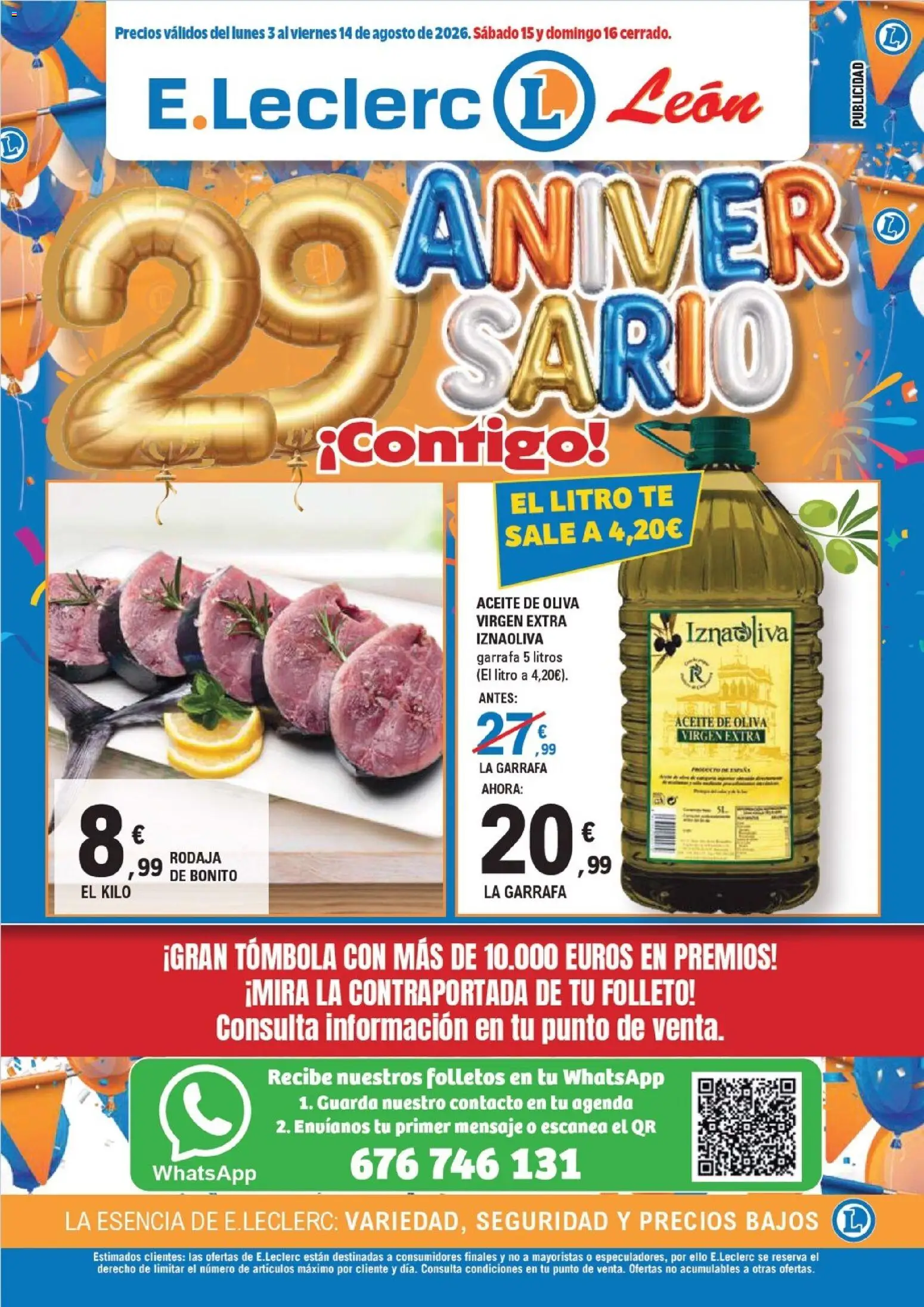 E.Leclerc - León │ válido desde el 03/08/2026 | Página: 1 | Productos: Aceite, Té, Aceite de oliva, Aceite de oliva virgen extra