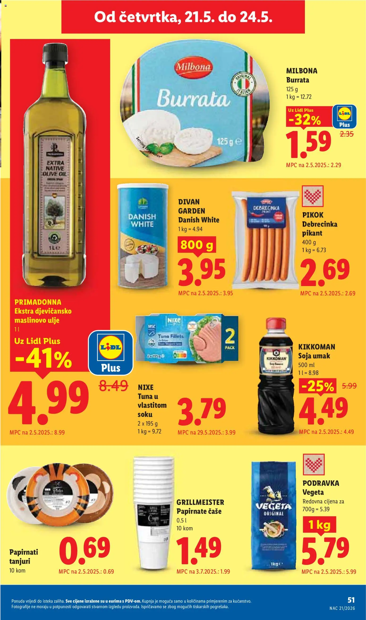 Lidl katalog | vrijedi od 18.05.2026 | Stranica: 51 | Proizvodi: Ulje, Umak, Tuna, Tanjuri