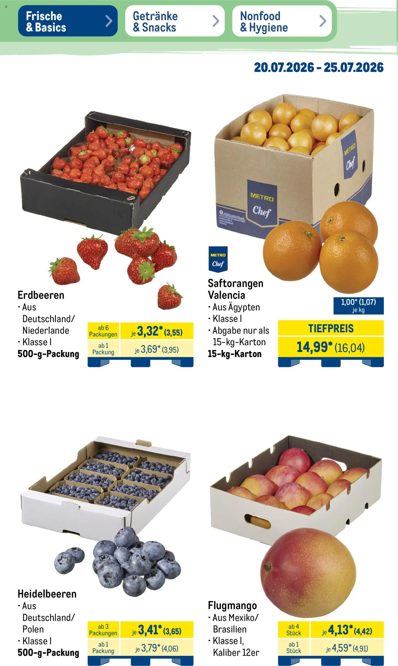 Metro Prospekt – gültig ab 20.07.2026 | Seite: 10 | Produkte: Heidelbeeren, Erdbeeren