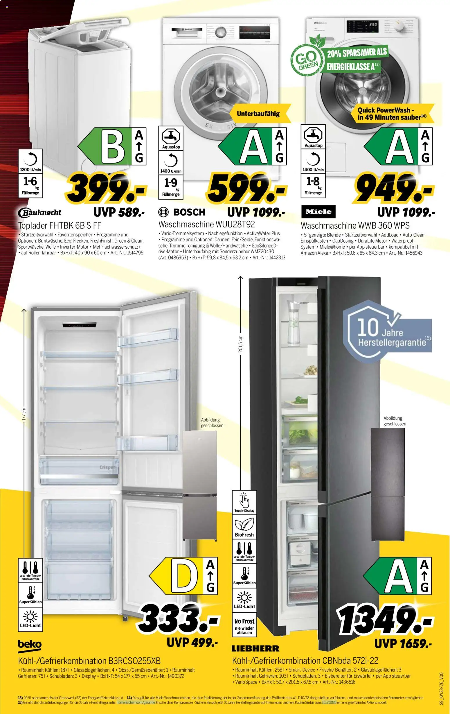 Medimax Prospekt – gültig ab 08.08.2026 | Seite: 9 | Produkte: Miele, Bosch, Liebherr, Toplader