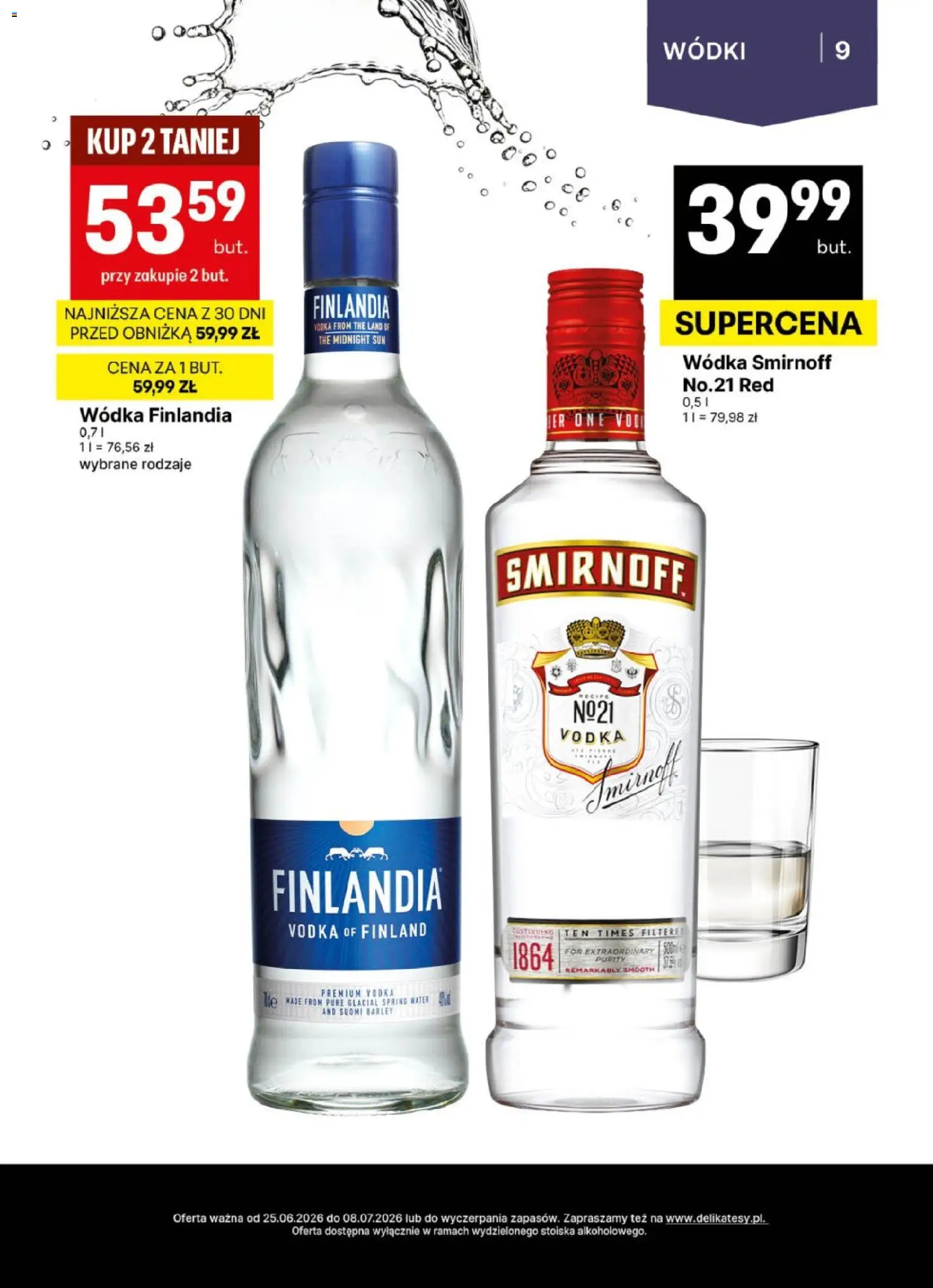 Delikatesy Centrum gazetka - DeliBarek od 25.06.2026 | Strona: 9 | Produkty: Wódka finlandia, Vodka, Wódka