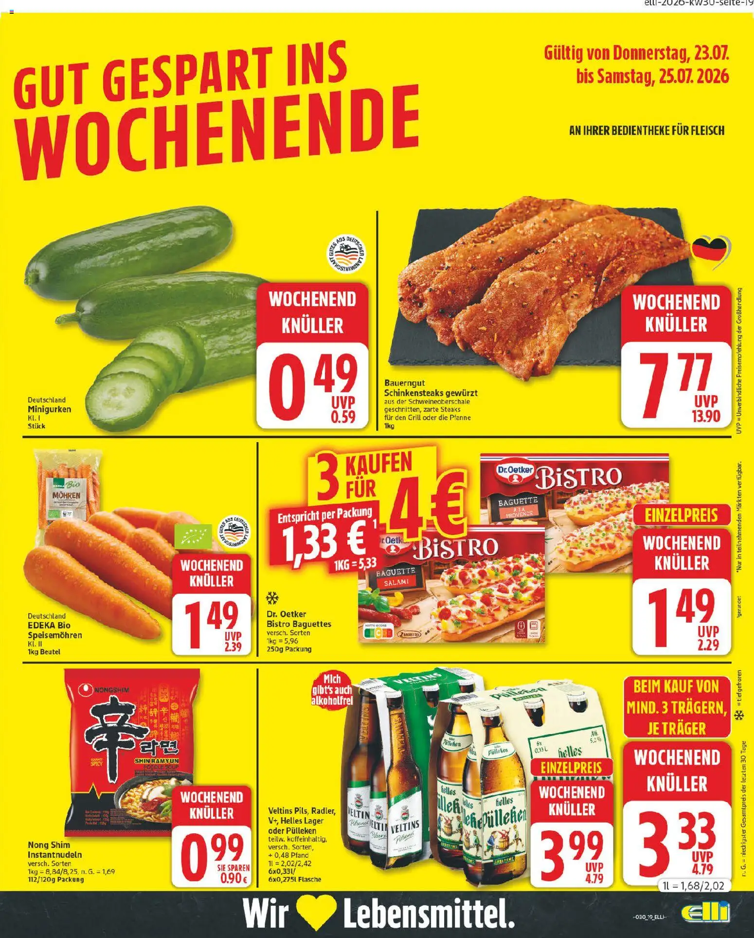 Elli Markt Prospekt – gültig ab 20.07.2026 | Seite: 19 | Produkte: Baguette, Mohren, Bauerngut, Veltins