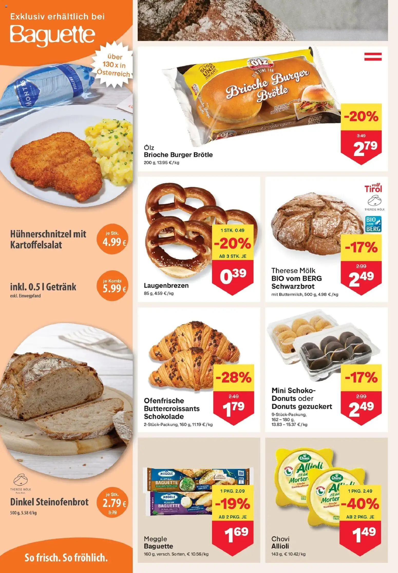 MPREIS Velden gültig ab 30.07.2026 | Seite: 4 | Produkte: Burger, Baguette, Schokolade, Brioche