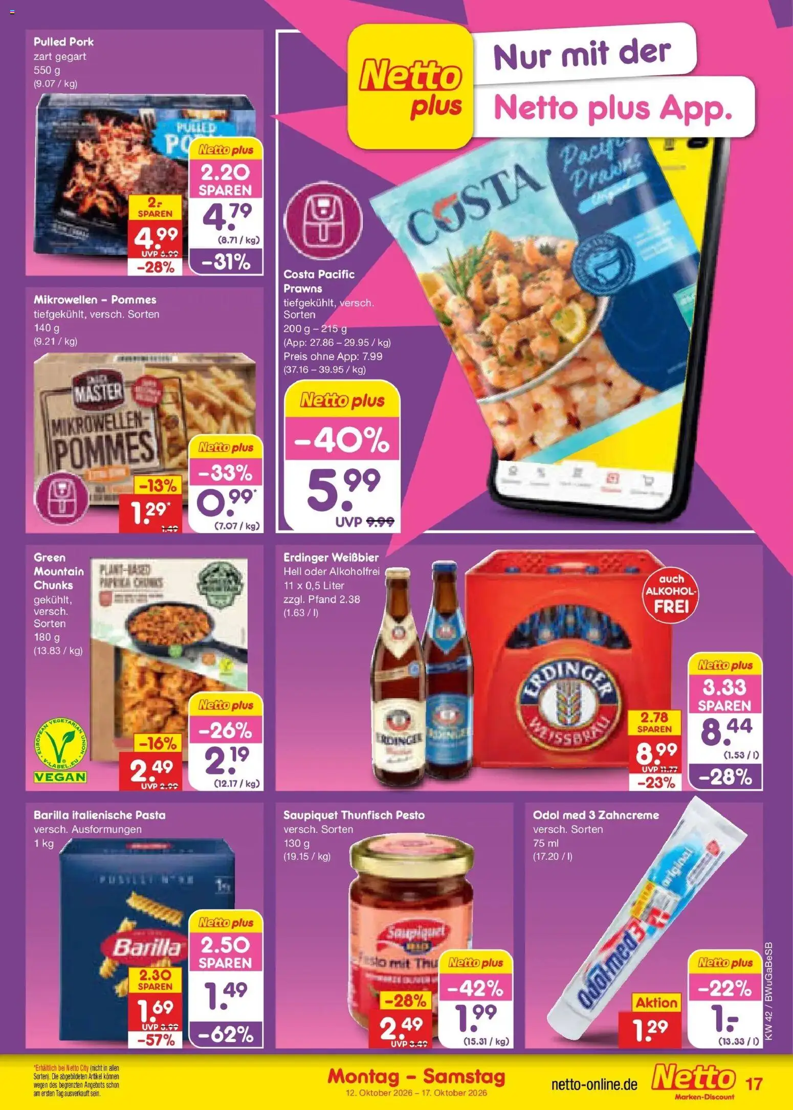 Netto Marken-Discount Prospekt Bielefeld (ab 12.10.2026) » Angebote | Seite: 19 | Produkte: Erdinger, Barilla, Thunfisch, Weißbier