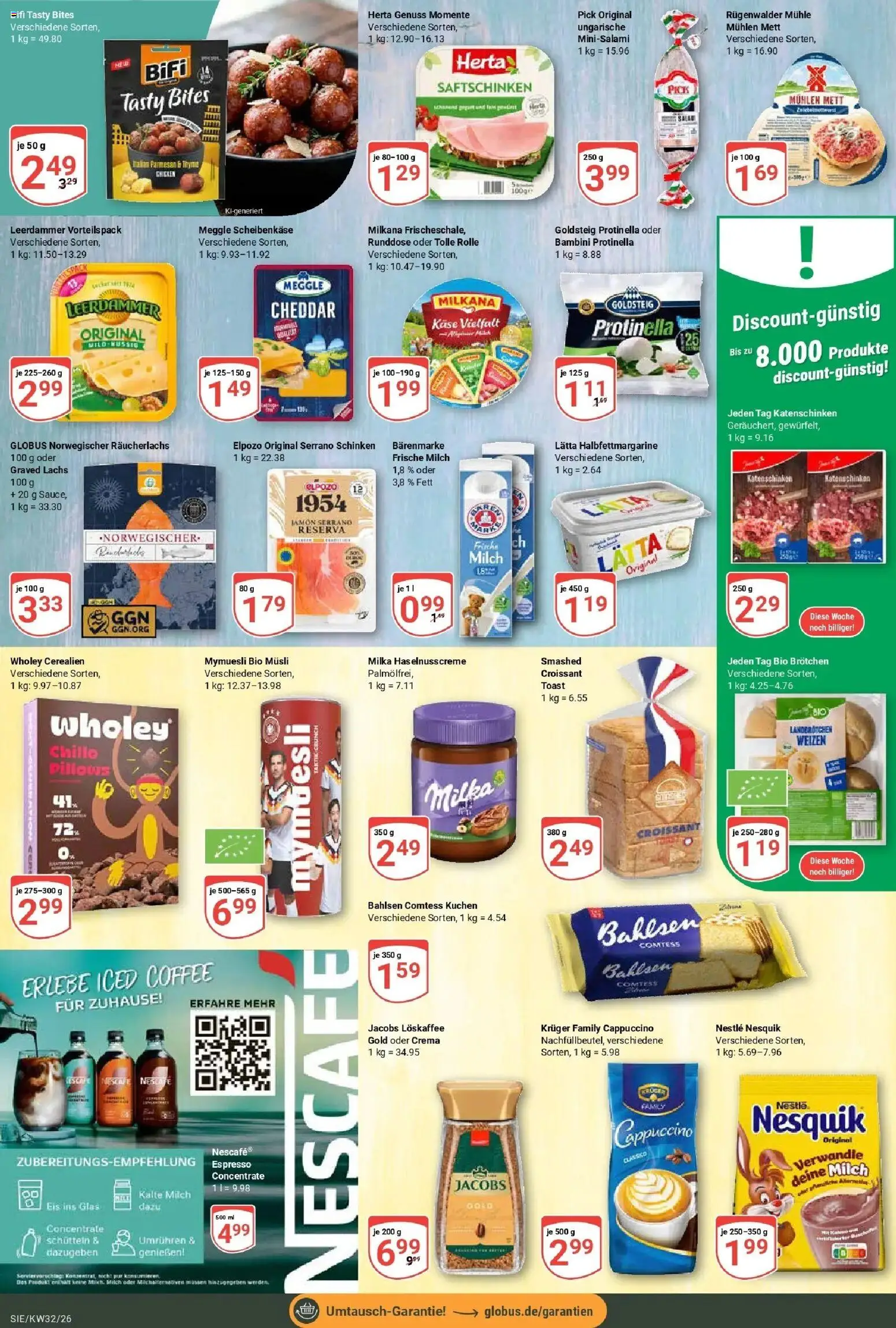 Globus Prospekt Siegen (ab 03.08.2026) » Angebote online | Seite: 17 | Produkte: Milch, Toast, Bifi, Serrano schinken