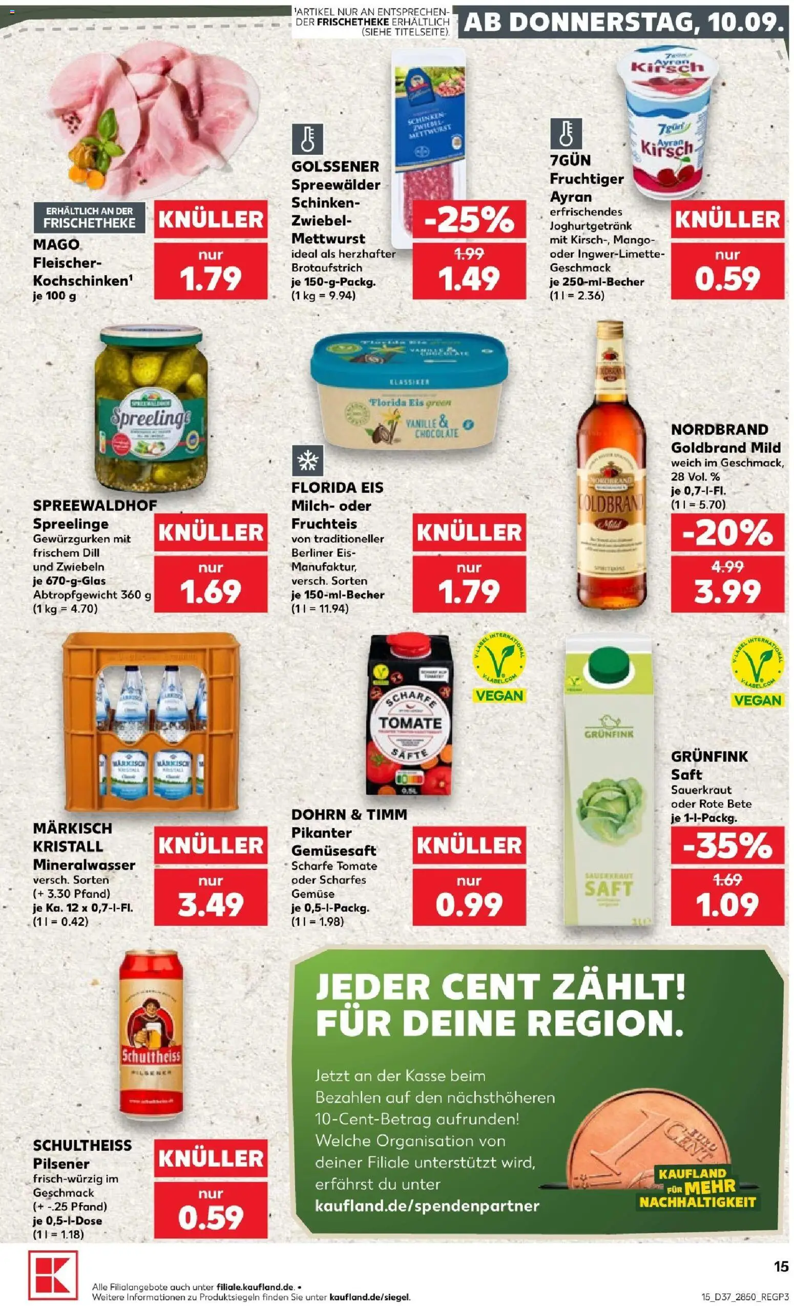 Kaufland Prospekt Potsdam – gültig ab 10.09.2026 | Seite: 15 | Produkte: Berliner, Mineralwasser, Dill, Saft