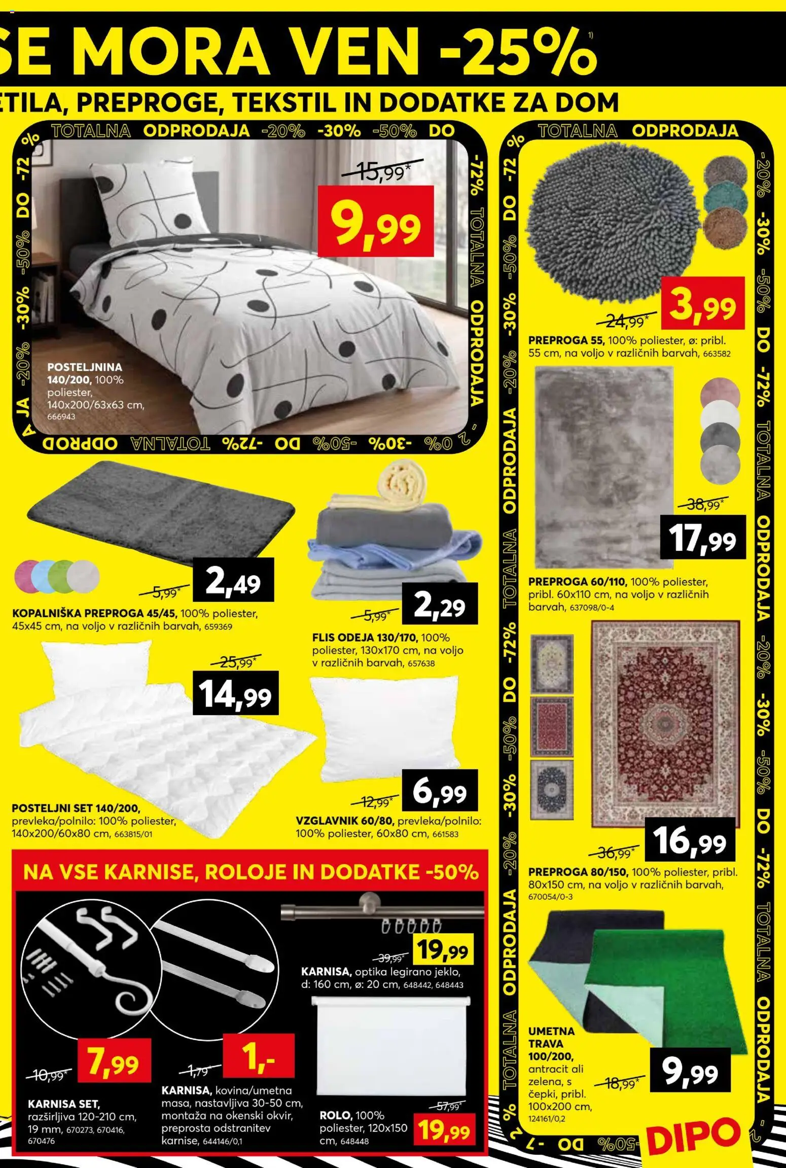 Novi Dipo katalog ponudbe – veljaven od 01.07.2026 | Stran: 15 | Izdelki: Vzglavnik, Odeja, Posteljnina, Preproga