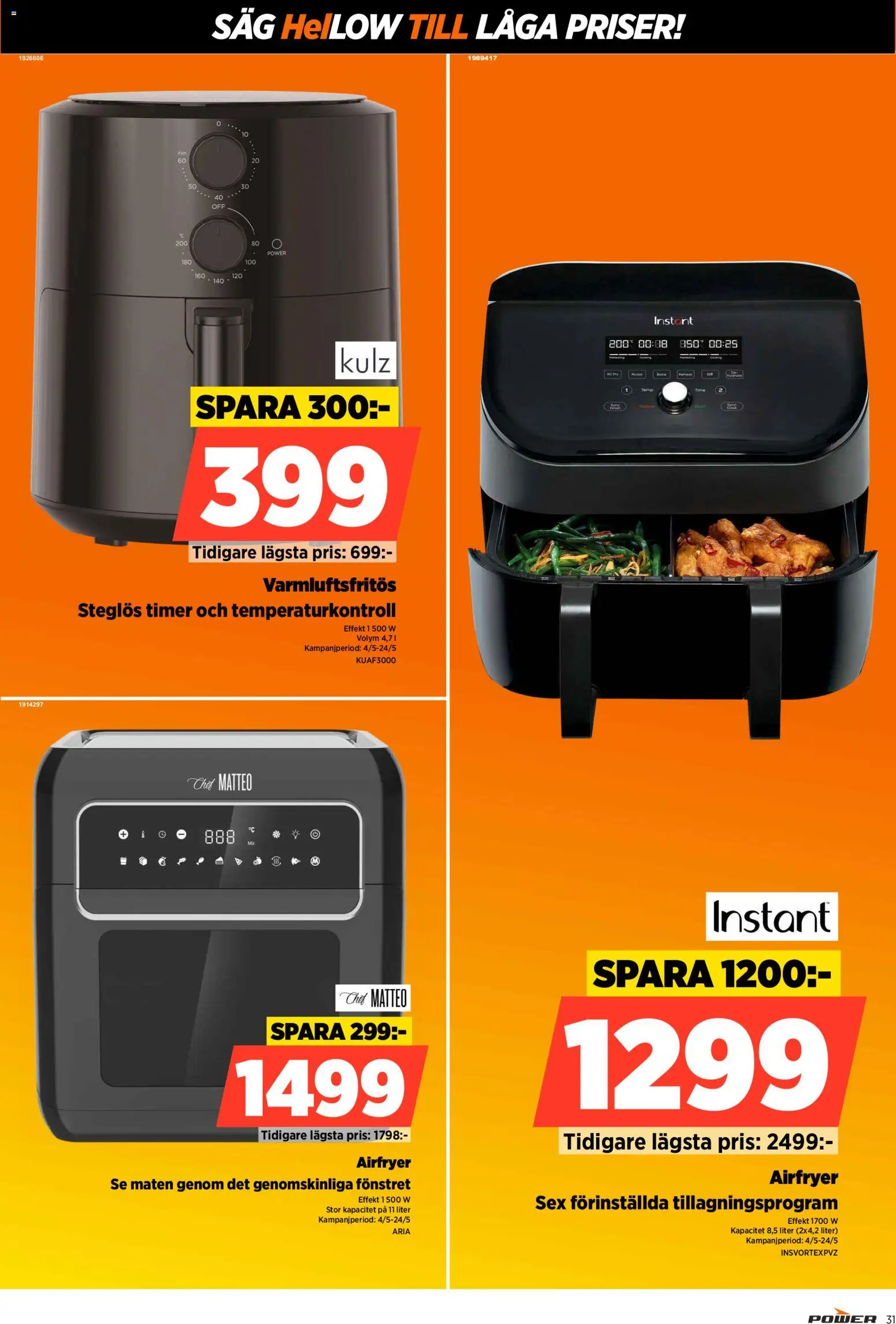 Power reklamblad aktuell från 18.05.2026 | Sida: 31 | Produkter: Såg, Airfryer