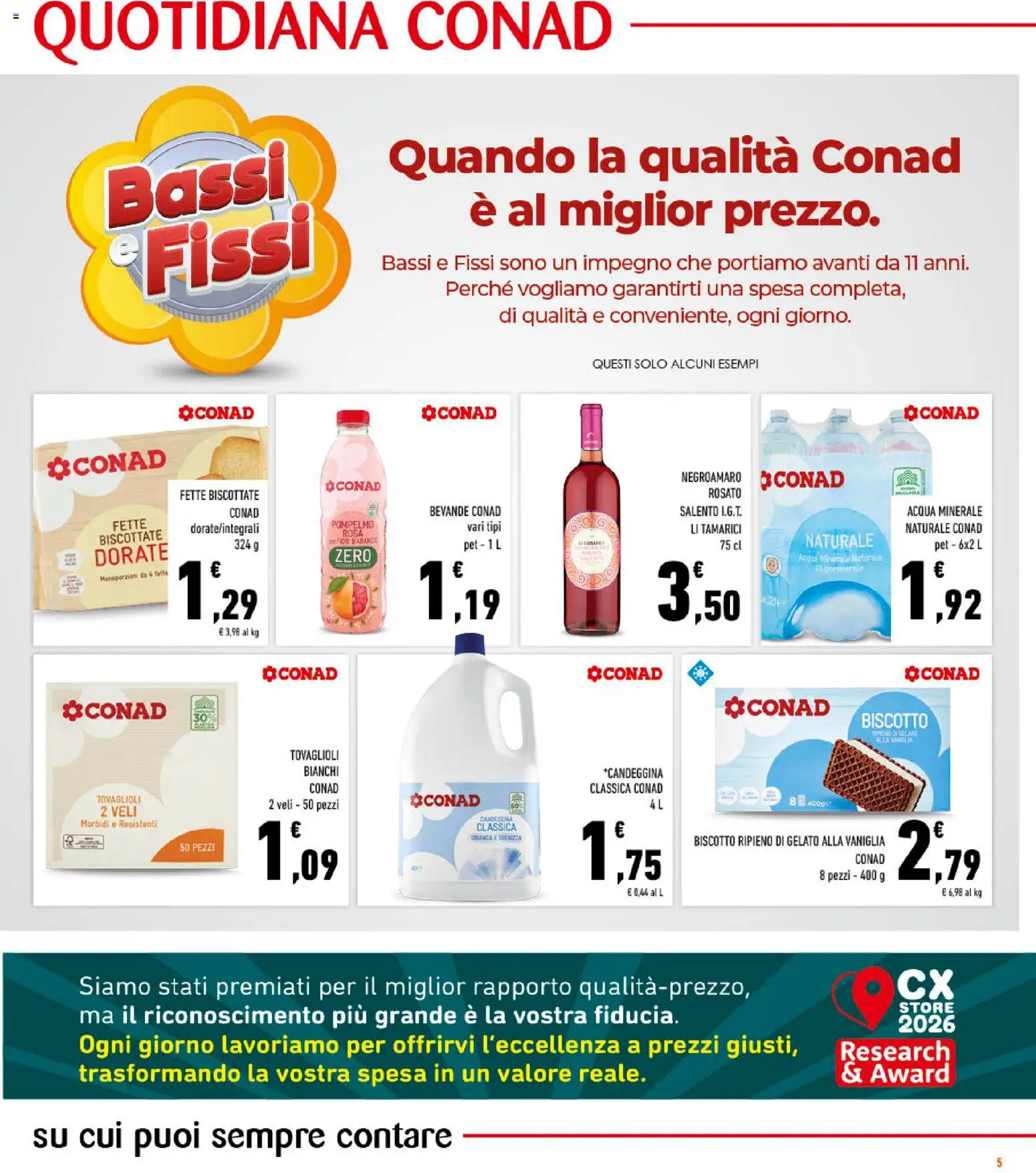 Volantino Conad del 10.06.2026 | Pagina: 5 | Prodotti: Candeggina, Gelato, Acqua, Acqua minerale