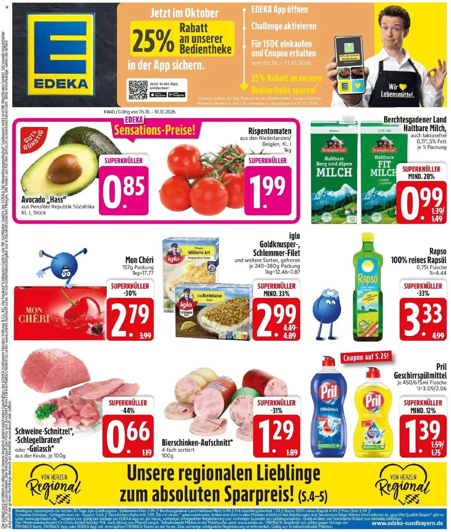 Edeka Prospekt Sauerlach (ab 05.10.2026) » Angebote Online | Seite: 3 | Produkte: Milch, Rapsöl, Avocado, Mon cheri