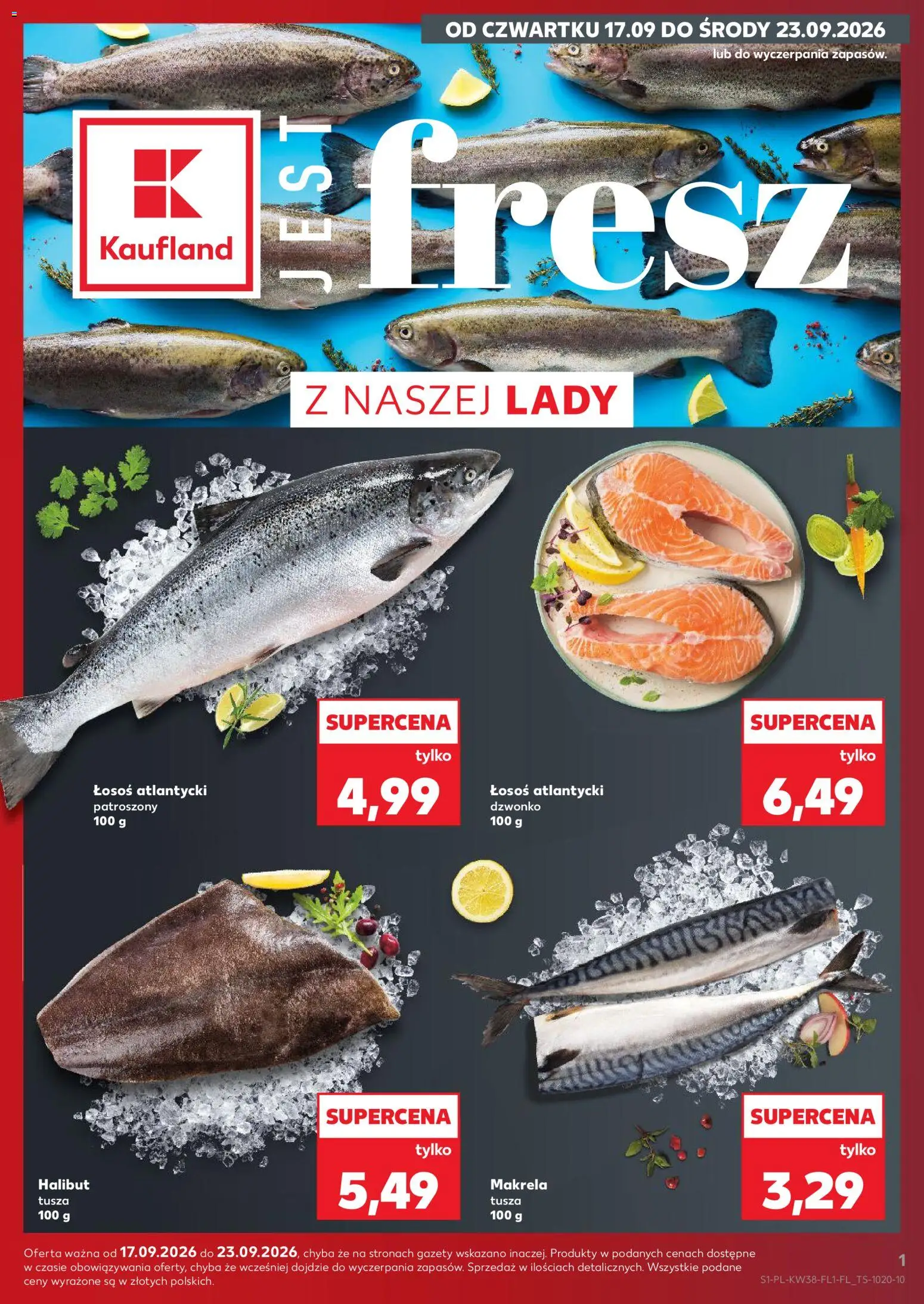 Kaufland Polsko leták - Jest fresz od 17.09.2026 | Strana: 1 | Produkty: Losos, Halibut, Makrela
