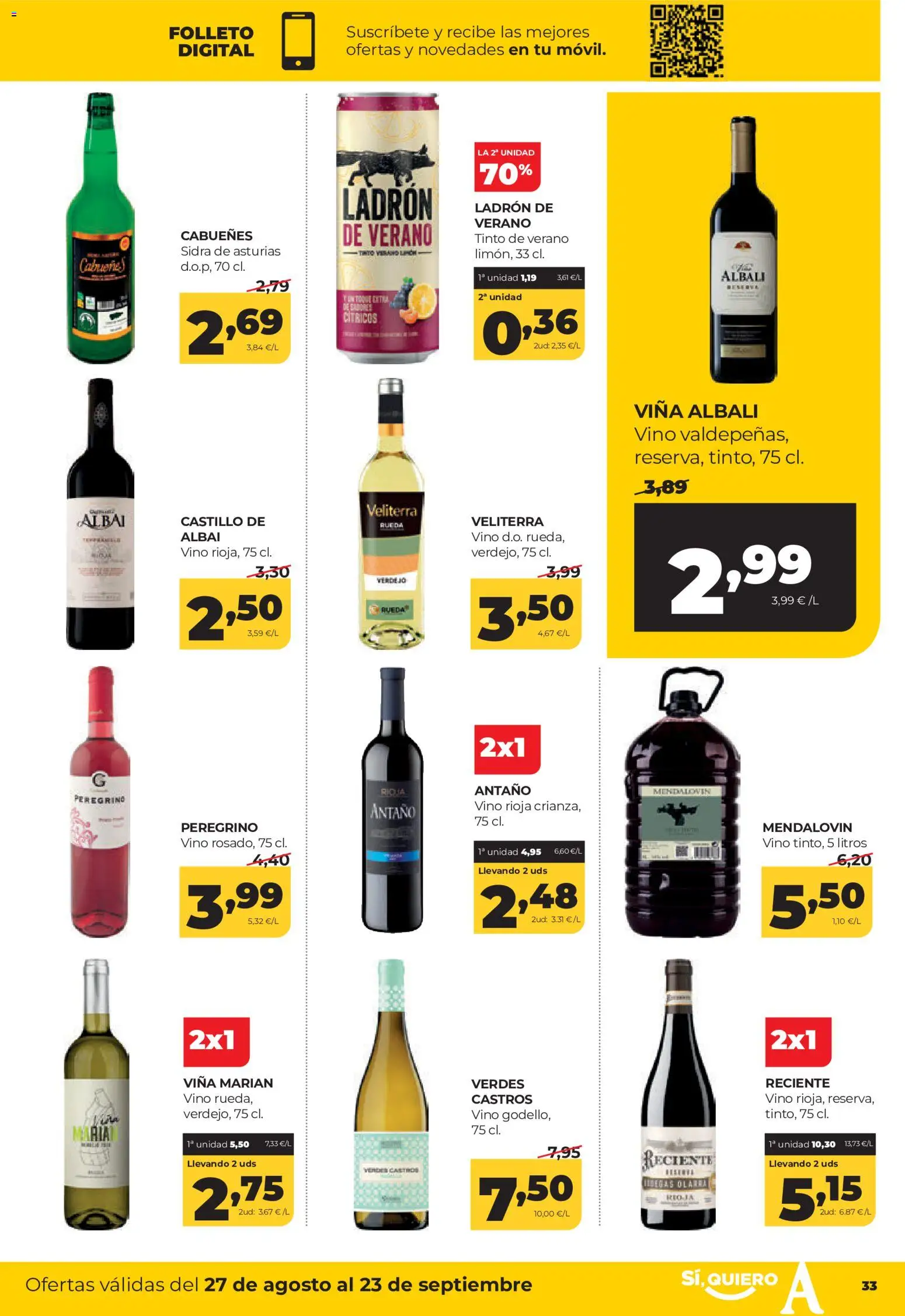 Alimerka folleto Asturias │ válido desde el 27/08/2026 | Página: 35 | Productos: Vino, Cítricos, Sidra