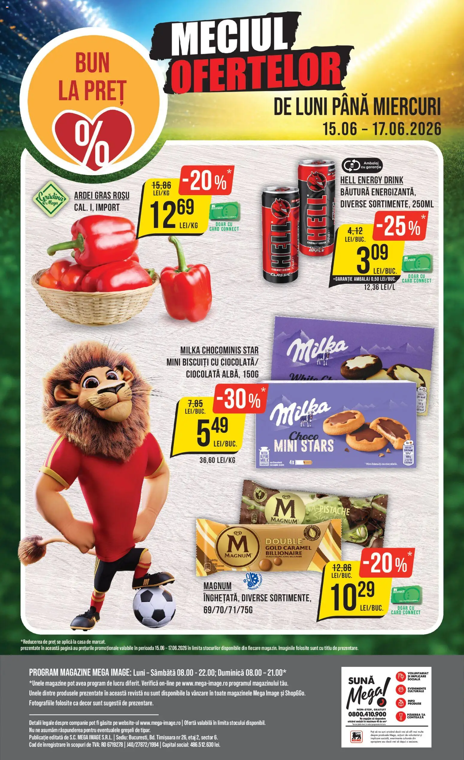 Noul catalog Mega Image – valabil de la 11.06.2026 | Pagină: 24 | Produse: Ardei, Apple, Ciocolată, Biscuiți