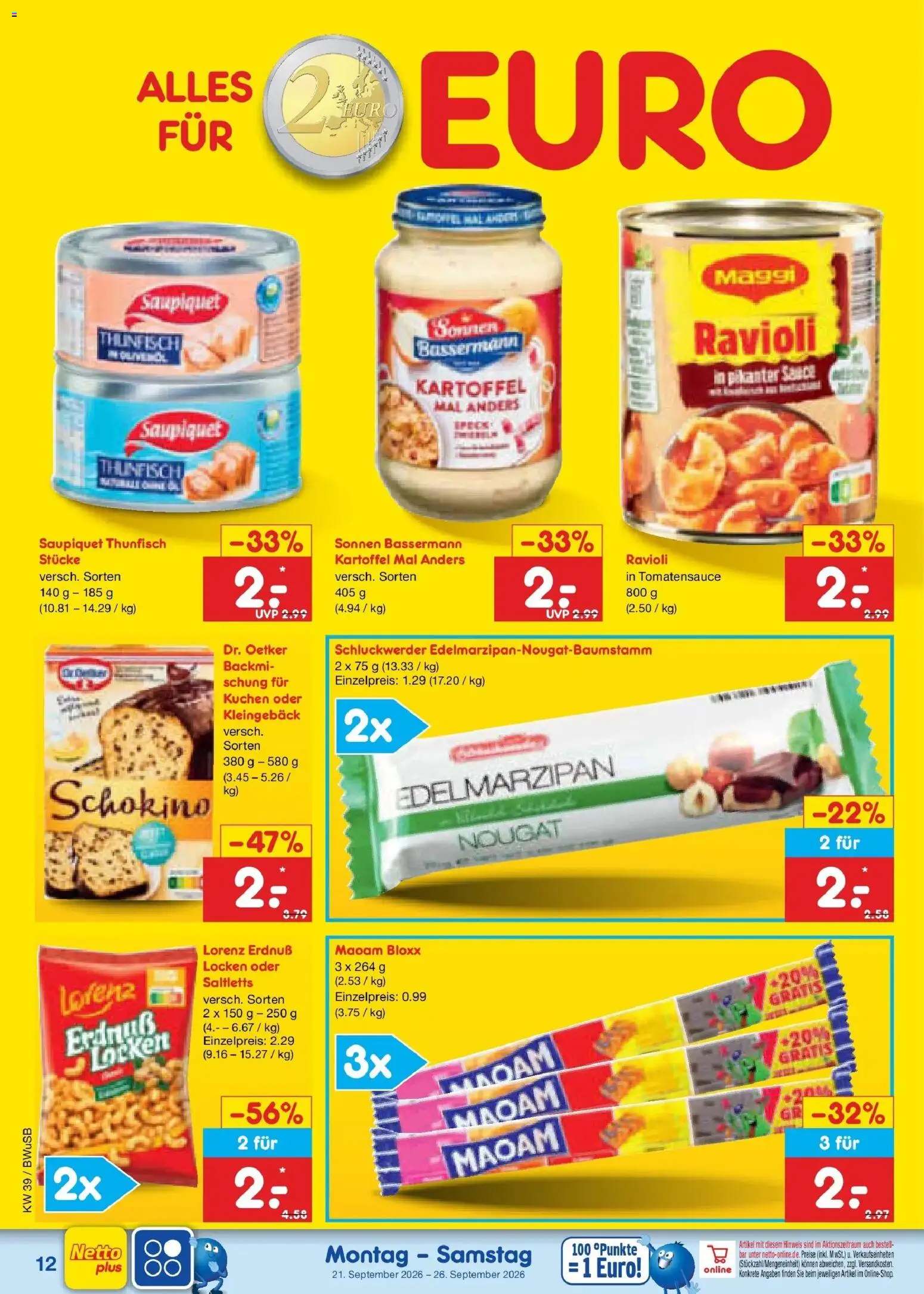 Netto Marken-Discount Prospekt Bielefeld – gültig ab 21.09.2026 | Seite: 20 | Produkte: Maggi, Thunfisch, Kuchen