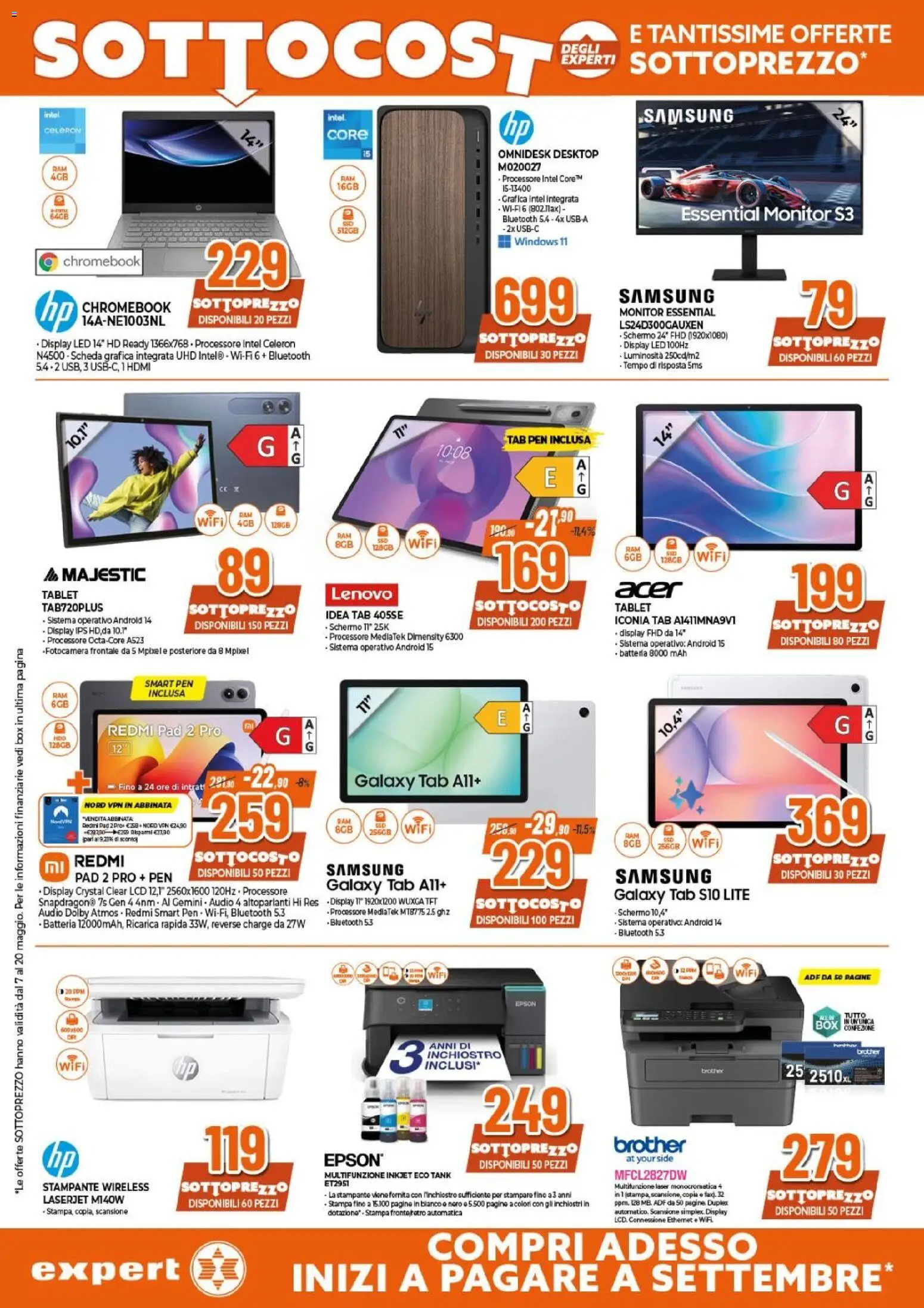 Volantino Expert del 07.05.2026 | Pagina: 13 | Prodotti: Schermo, Tablet, Stampante, Samsung
