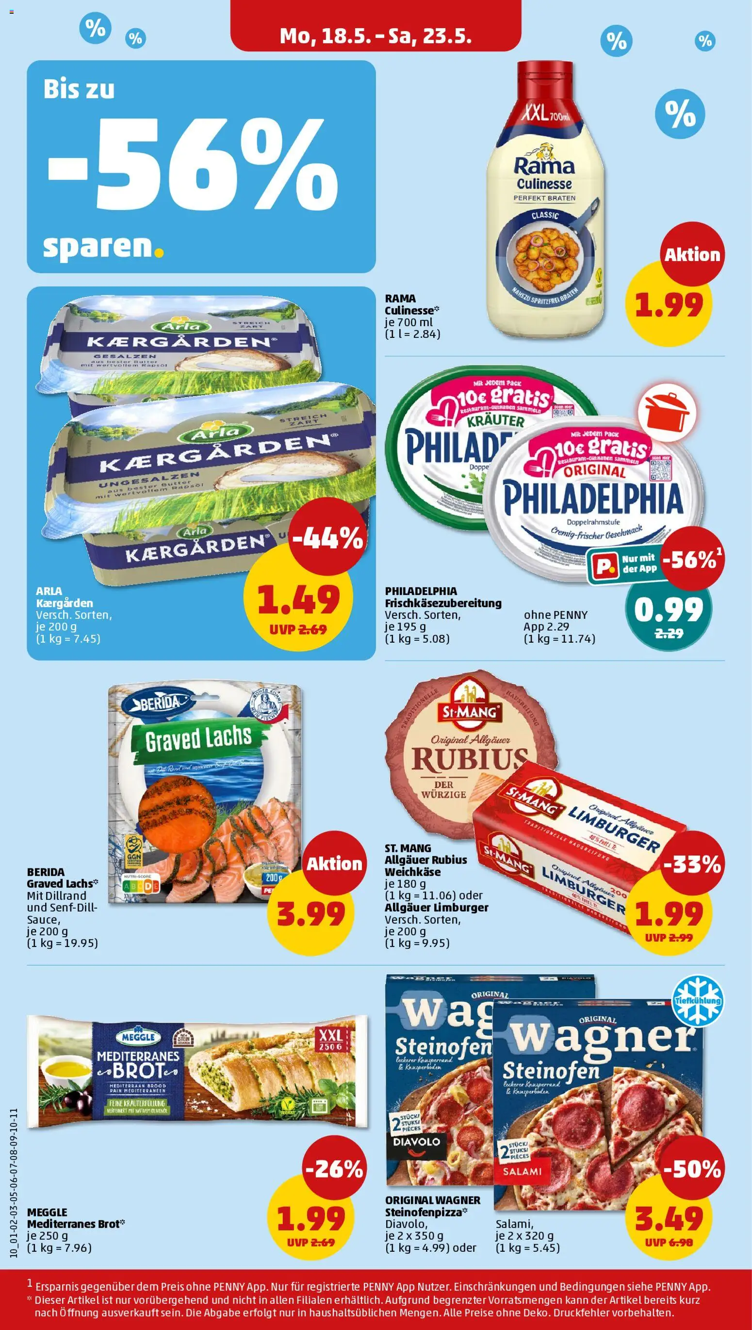 Penny Prospekt 	 – gültig ab 18.05.2026 | Seite: 12 | Produkte: Philadelphia, Lachs, Brot, Salami