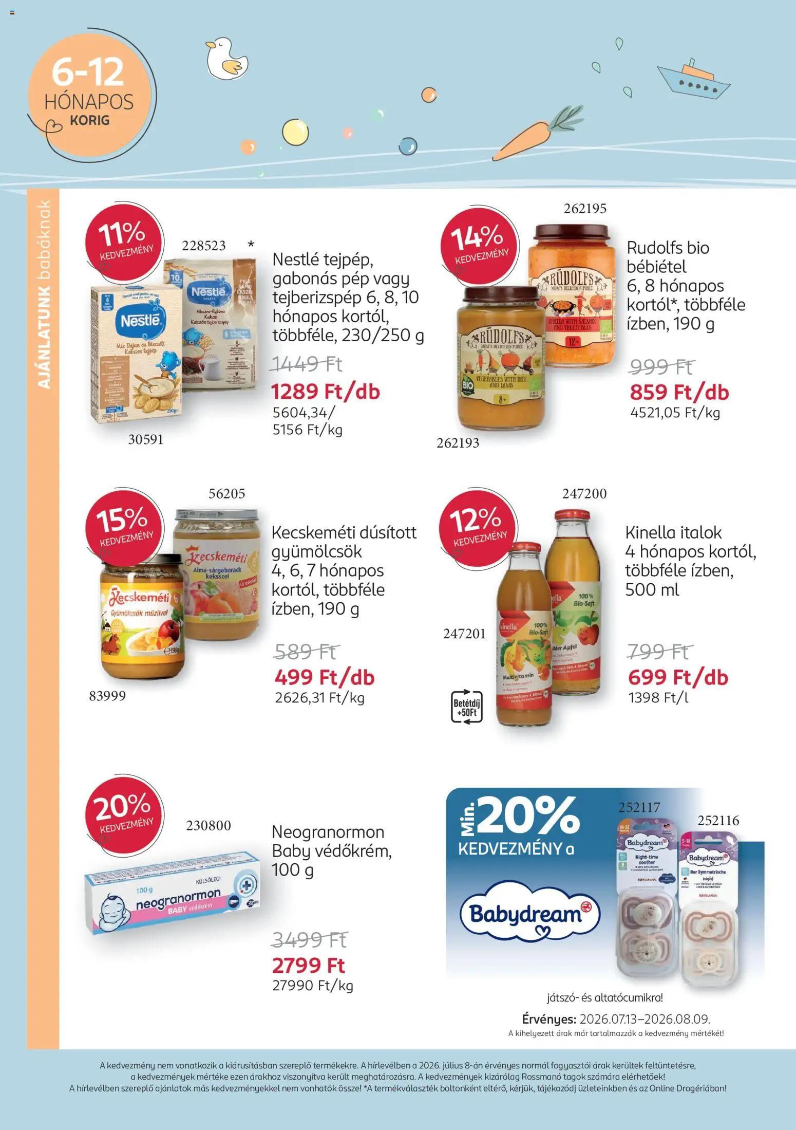 Rossmann akciós ujság - amely érvényes a következő dátumtól: 2026.07.13. | Oldal: 9 | Termékek: Lime, Multivitamin, Bébiétel