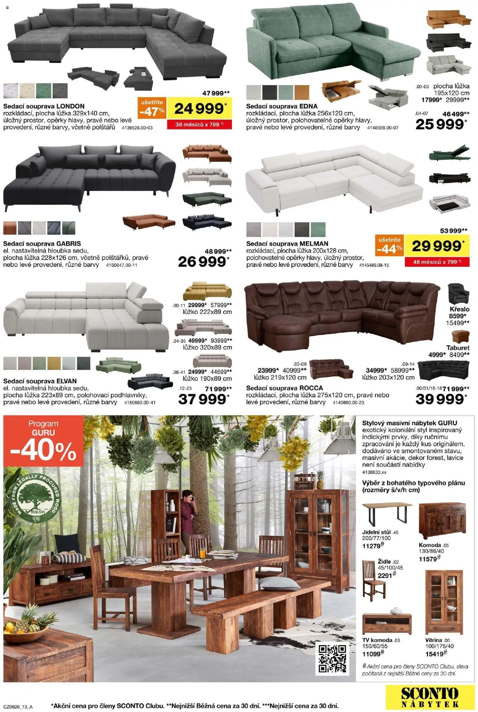 Sconto nábytek leták od 17.06.2026 | Strana: 13 | Produkty: Sedací souprava, Vitrína, Stůl, Lavice