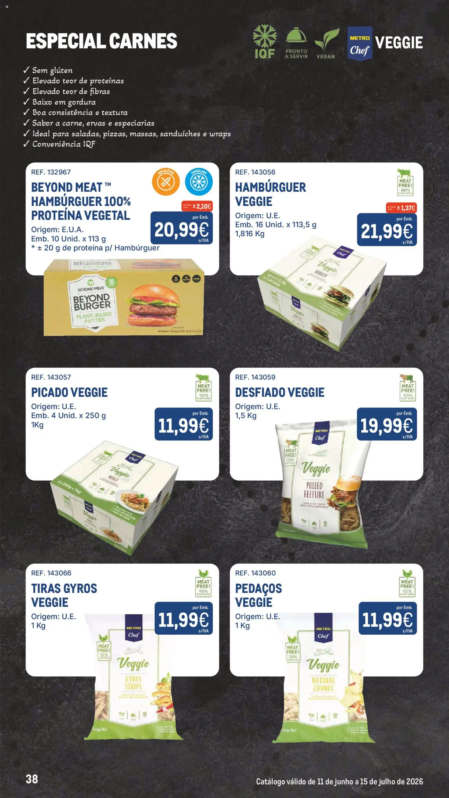 Makro Especial Carnes │ válido de 11.06.2026 | Página: 38 | Produtos: Hambúrguer, Gelado, Proteina