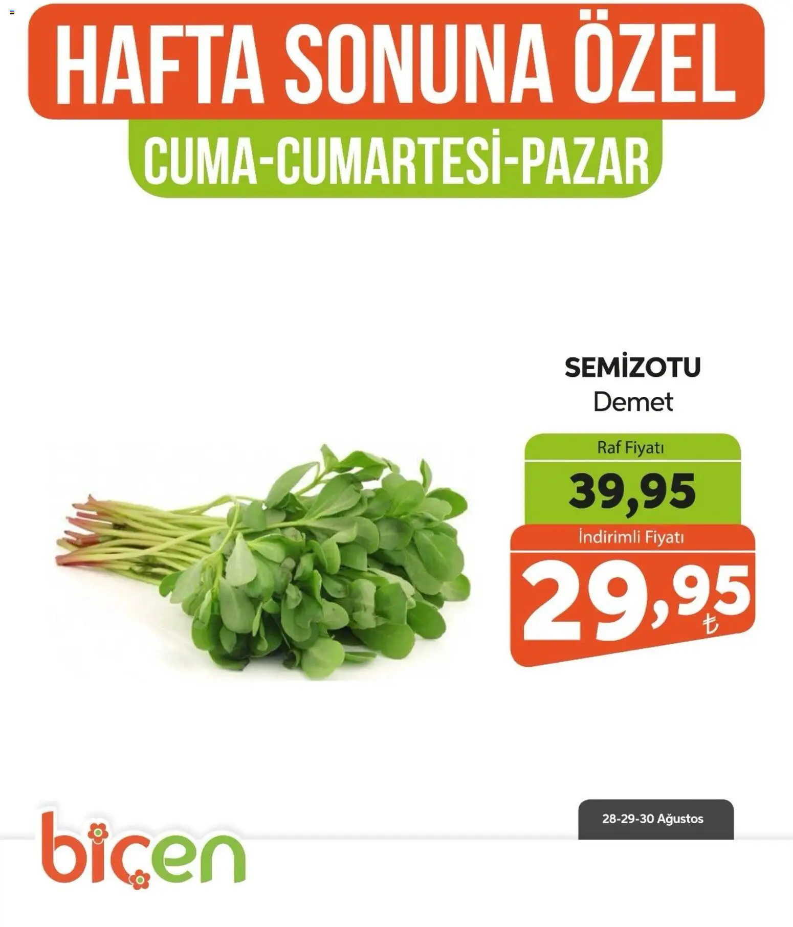 Biçen Market - Hafta Sonuna Özel - Sebze İndirimi - 28 Ağustos 2026 tarihinden itibaren geçerlidir | Sayfa: 11 | Ürünler: Raf
